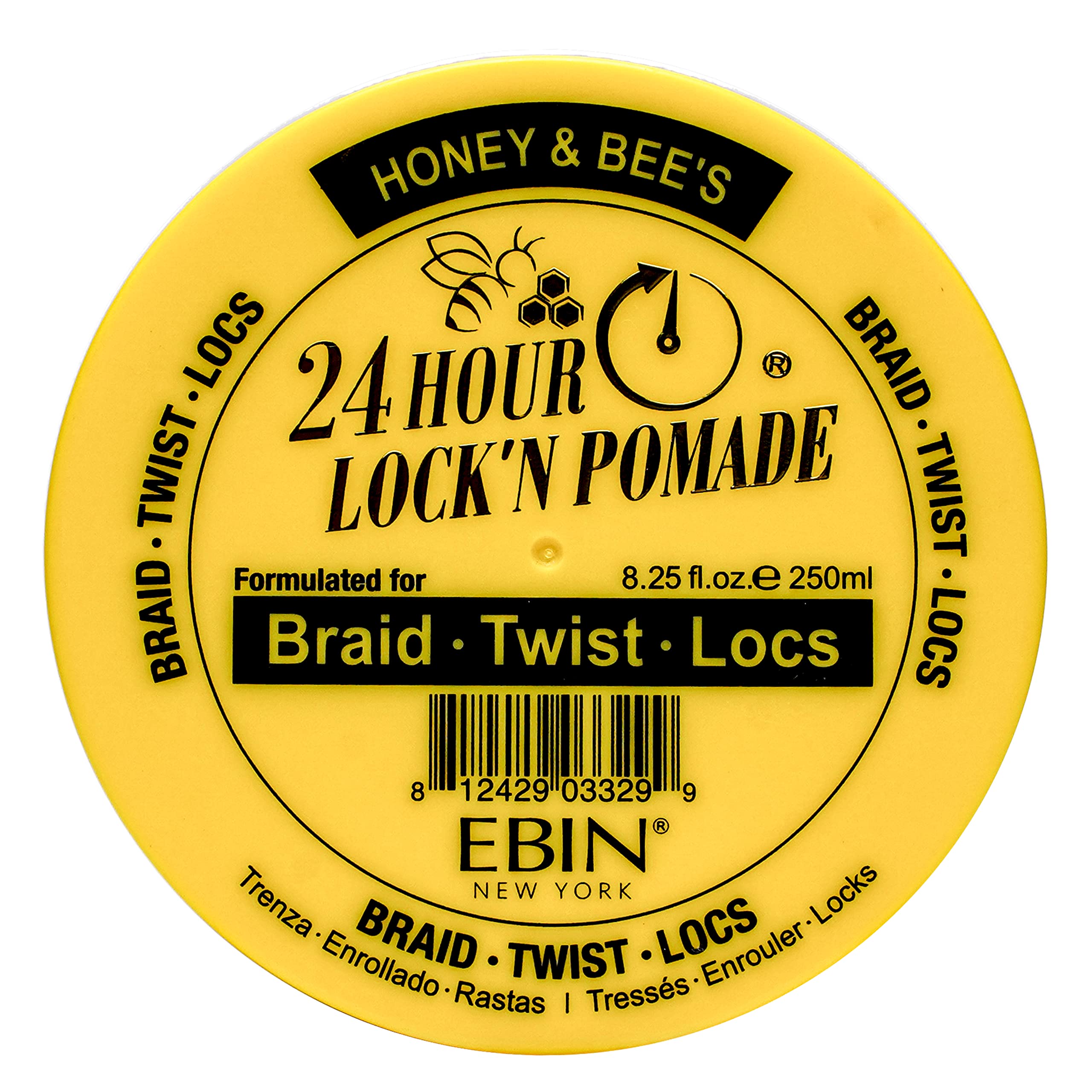 EBIN NEW YORK 24 HOUR LOCK'N POMADE Braid Formula, Honey & Bees, 8.25 Oz | Great for Braiding, Twisting, Edges, No Residue, No F