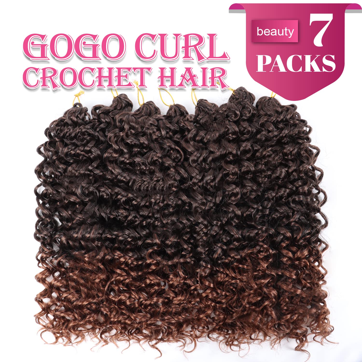 Gogo Curl Crochet Hair 18 Inch 7 Packs Curly Crochet Hair For Blcak Women Deep Wave Crochet Hair Beach Curl Crochet Hair Synthet