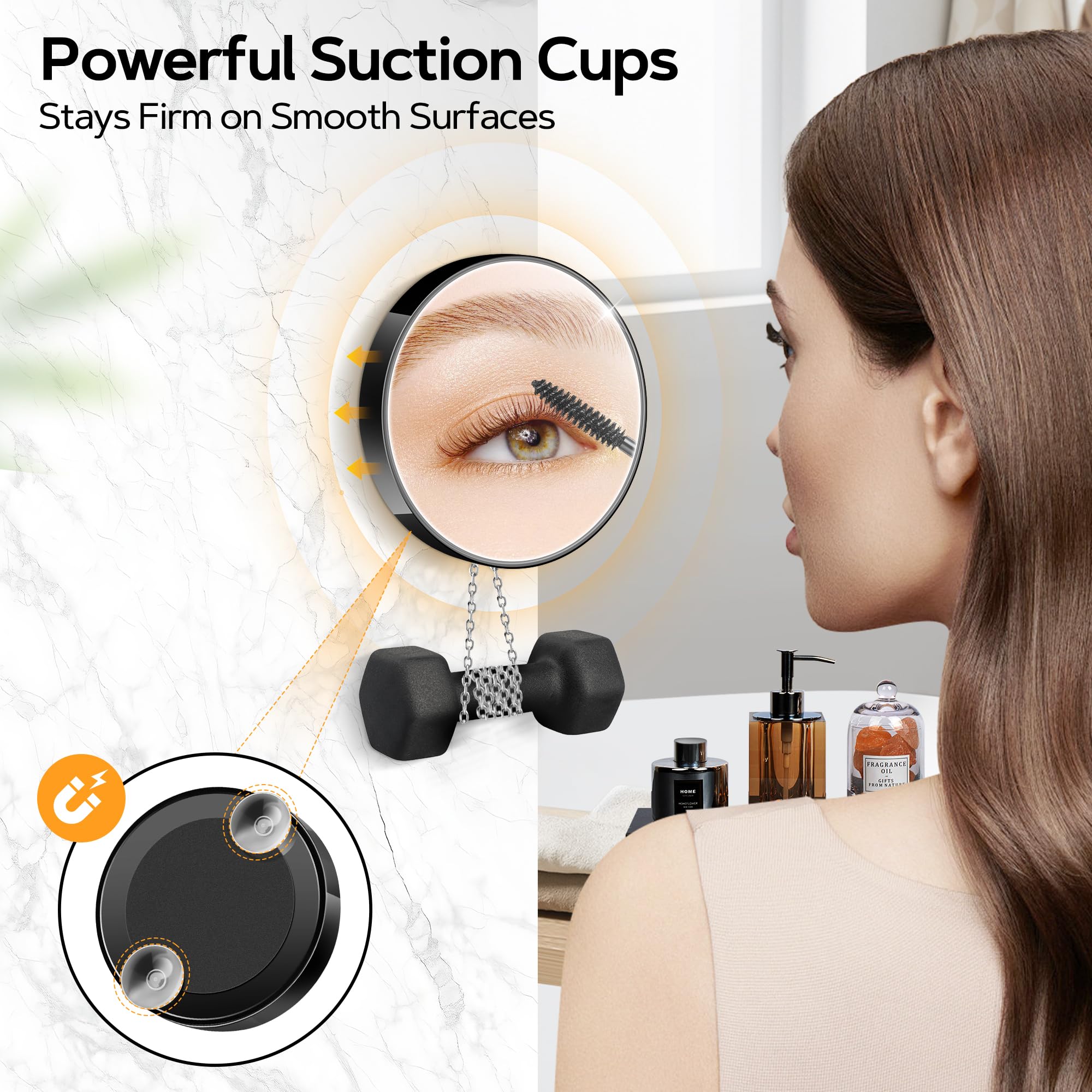 MIYADIVA Magnifying Mirror Set, 20x&30x&40x Suction Cup Makeup Mirror, 2 Tweezers & Storage Bag, 3.5 Inch Compact Mirror for Tra