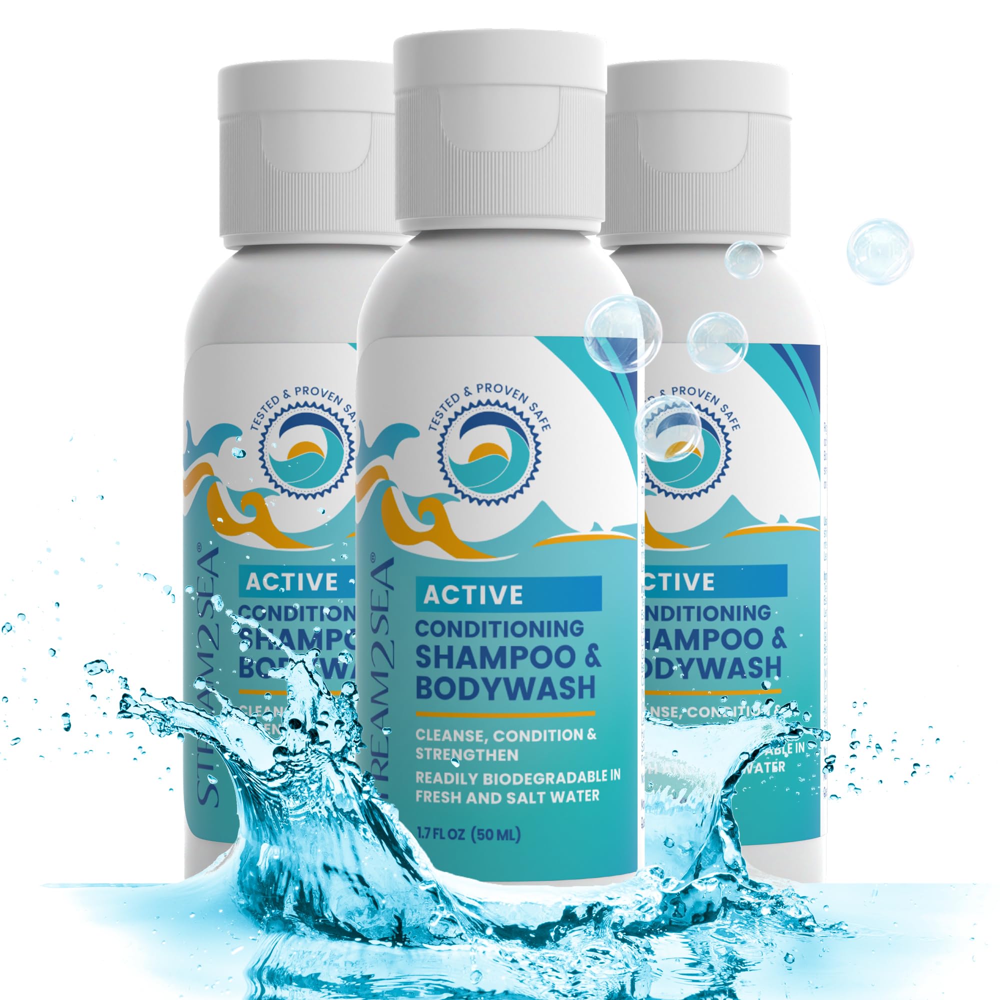 Non Toxic Shampoo and Conditioner, Body Wash 3 in 1 for Swim - Reef Safe Swimmers Shampoo for Men, Women Kids - All Natural Orga