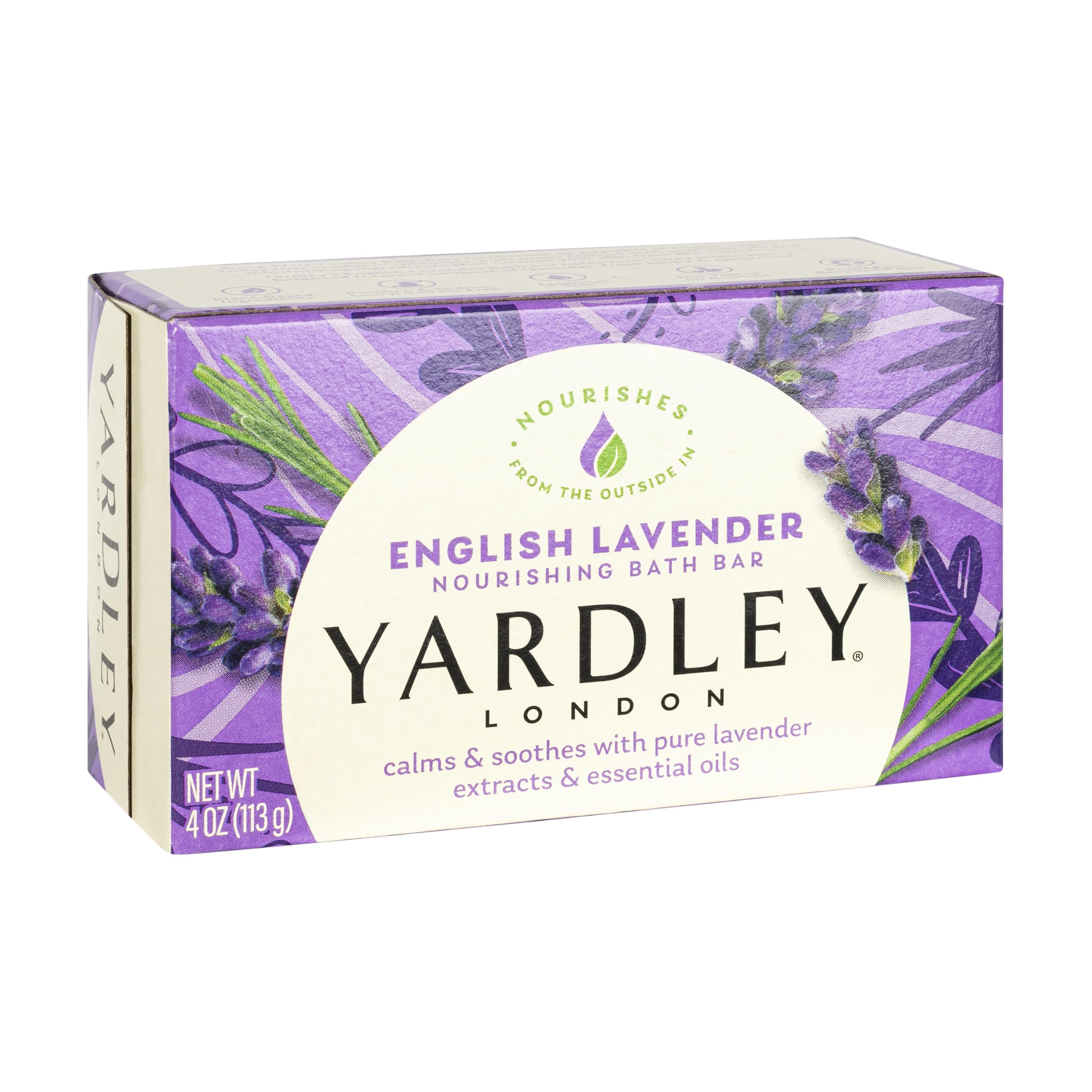 Yardley London English Lavender Naturally Moisturizing Bath Bar, 4 ounce