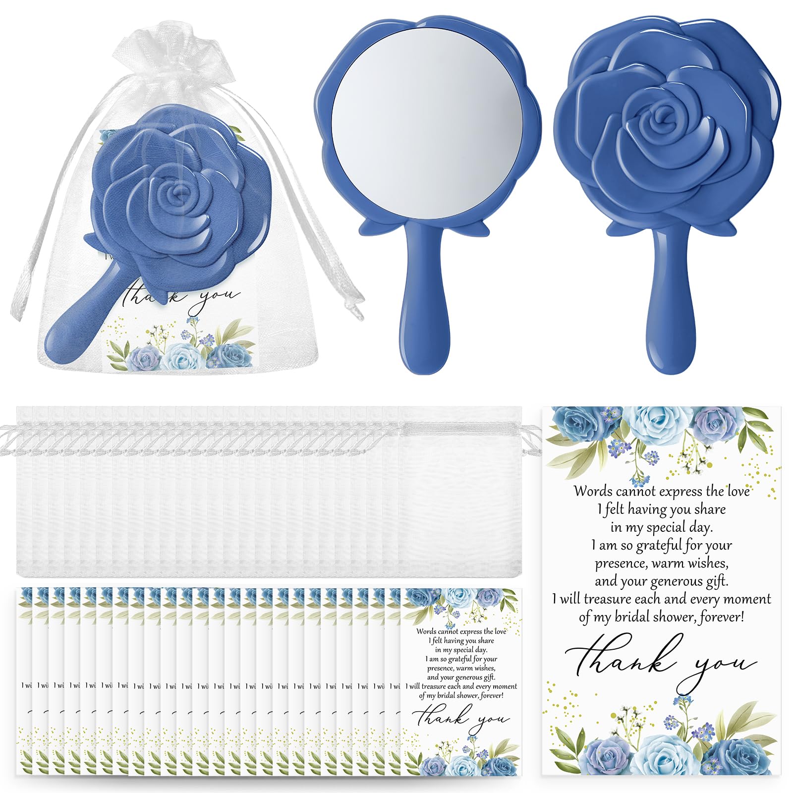 Wenqik 24 Sets Bridal Shower Favors Rose Compact Mirrors Bulk Wedding Favors For Guests Rose Compact Handheld Mirrors With Thank