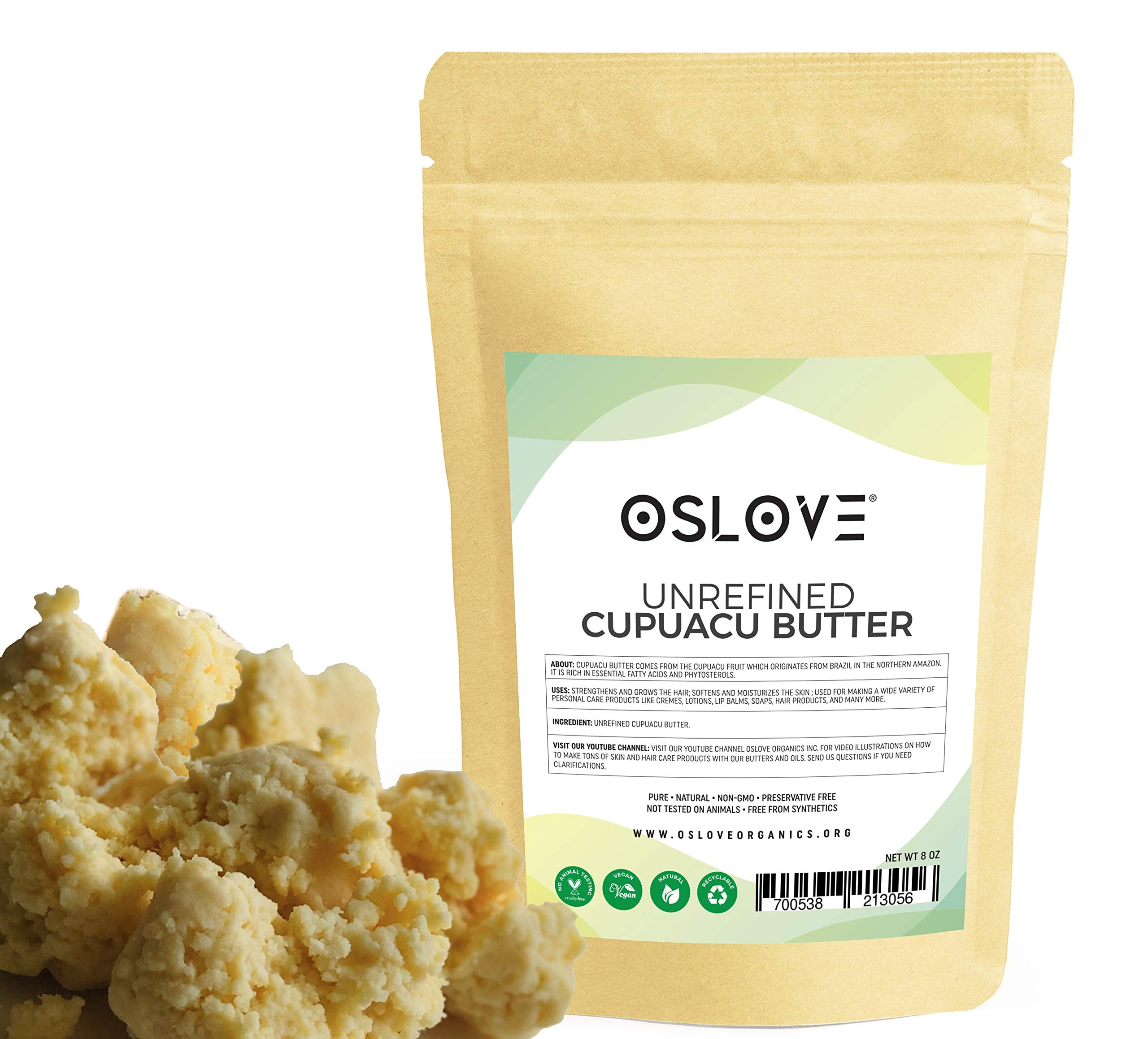 Oslove Organics Cupuacu butter -Pure and Natural 8oz Fresh, Rich and Creamy in DIY mixes | Vegan butter | Use for whipped body b