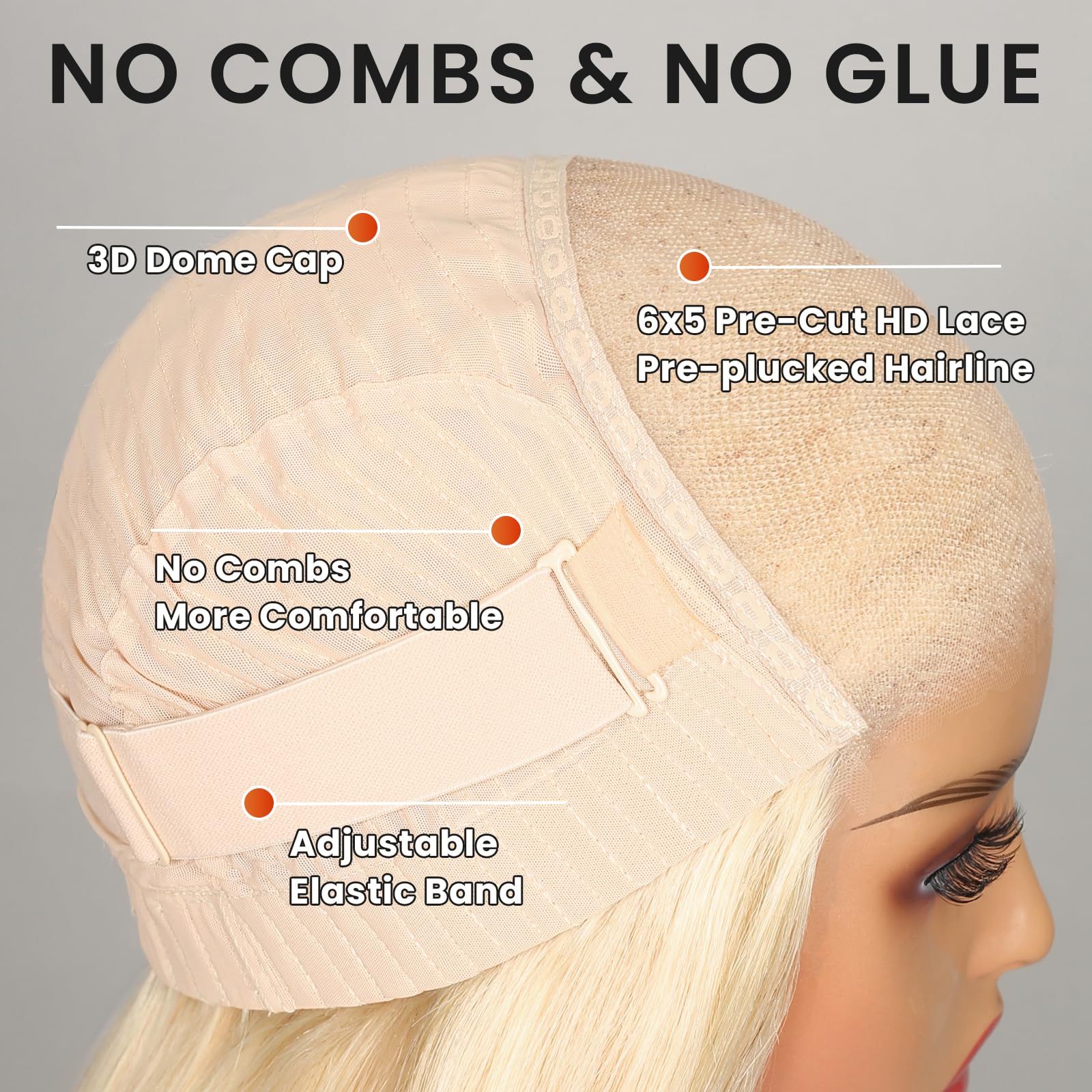 Megalook Blonde Wig Human Hair Ready To Go Glueless Wigs Human Hair Pre Plucked Pre Cut 6  5 Closure Bob 613 Lace Front Wig Huma