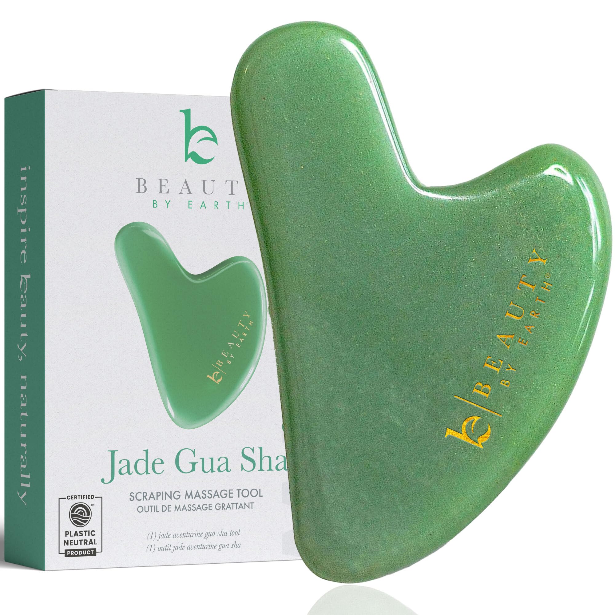 Beauty by Earth Jade Gua Sha - Face Sculpting Tool for Face Massage, Jaw Massager, Facial Massage Tools are Stocking Stuffer Ide