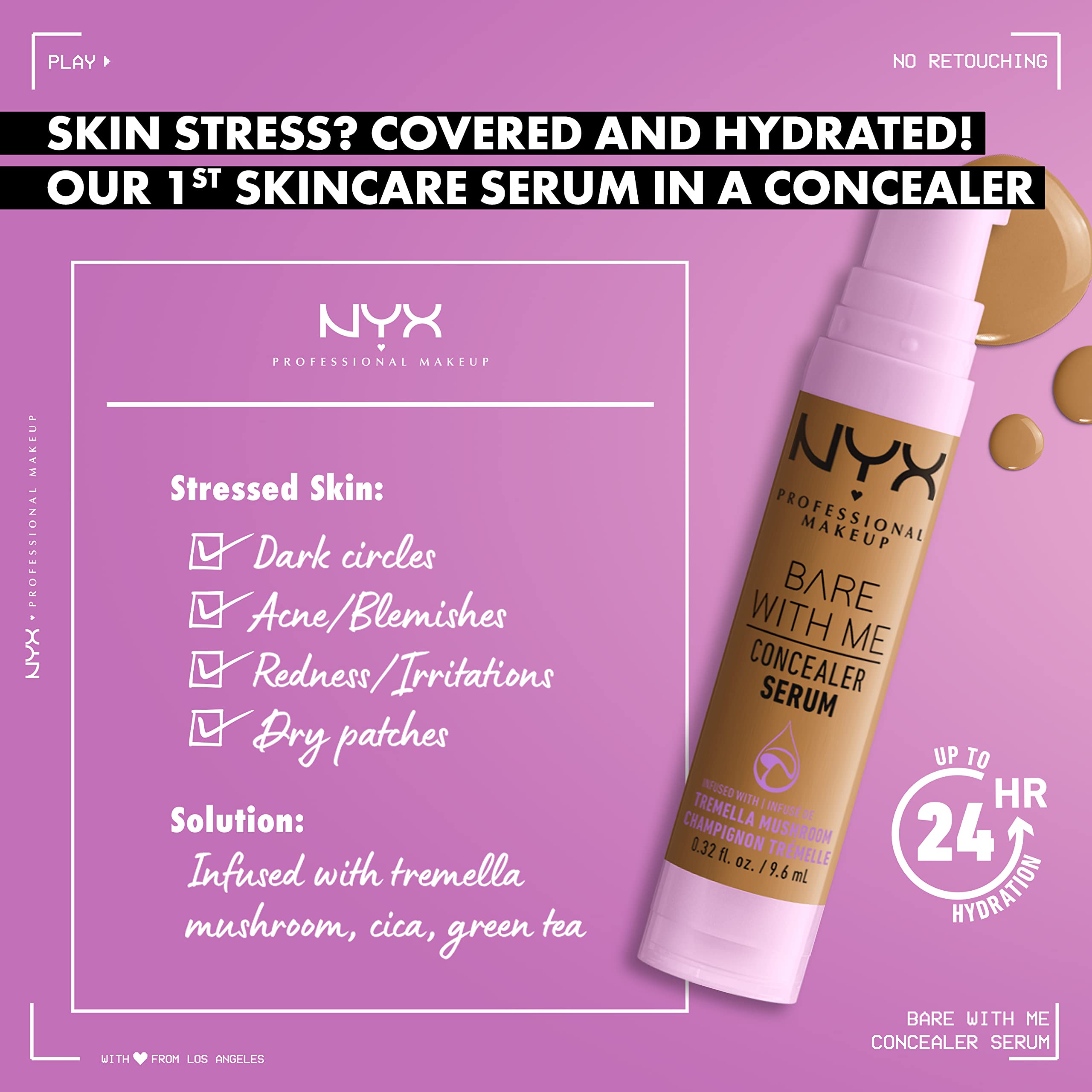 NYX PROFESSIONAL MAKEUP Bare With Me Concealer Serum, Up To 24Hr Hydration - Mocha
