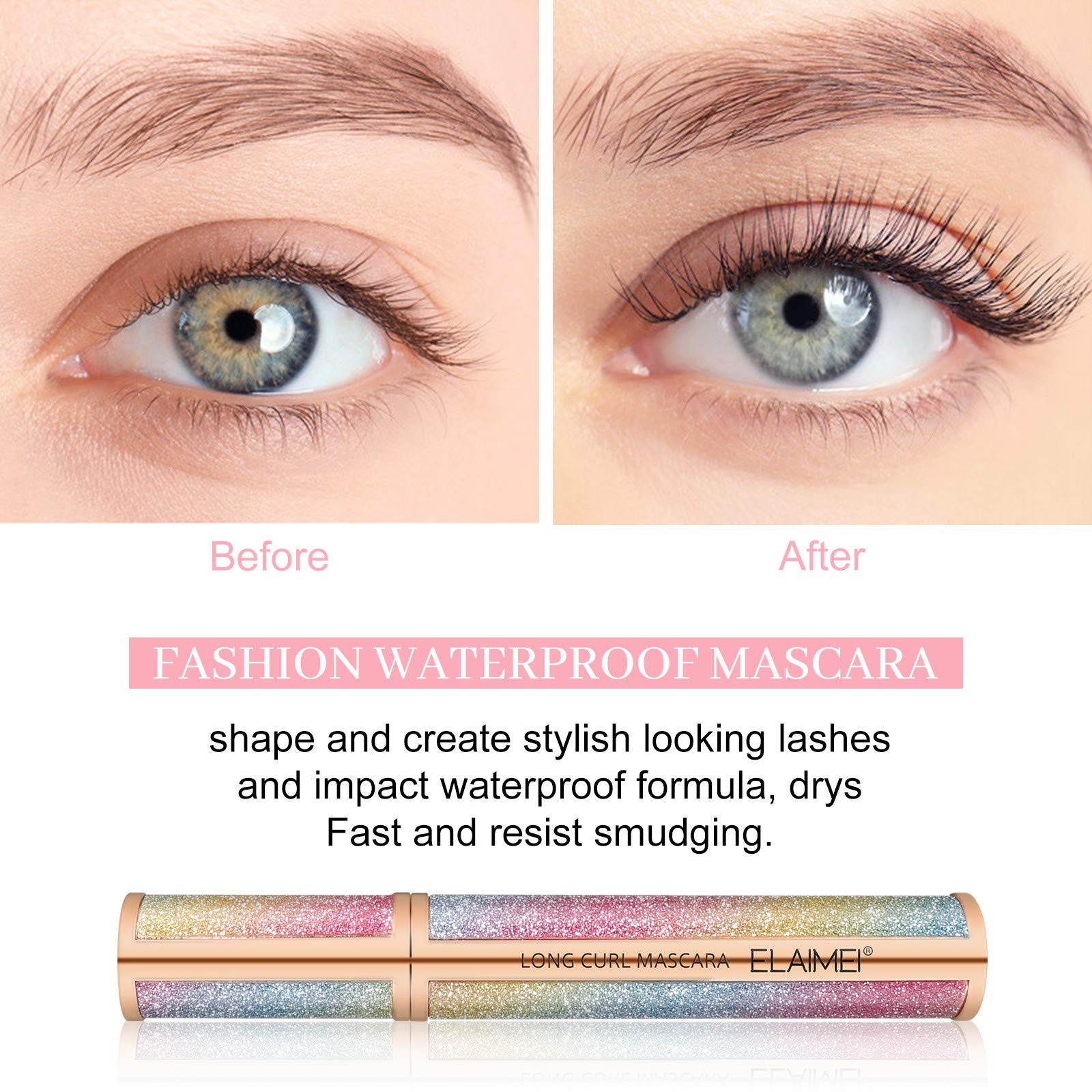 Black Thrive Mascara Waterproof, Tubing Mascara, Intense Length Luxury Beauty Big Eye, Volume & Definition, No Smudging, No Clum