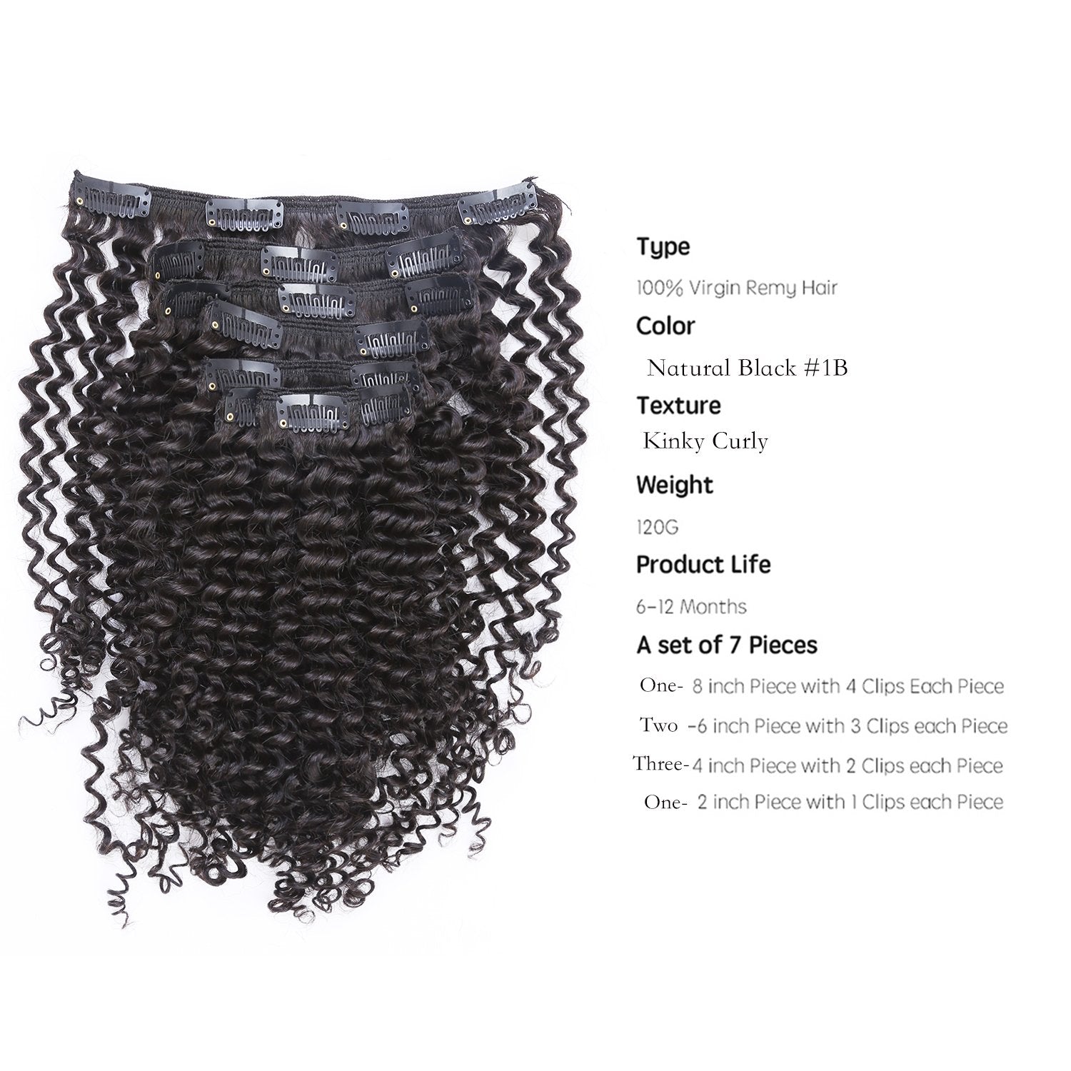 Loxxy Kinky Curly Clip In Human Hair Extensions 3B 3C Kinky Clip Ins Nutural Black Color 8A Afro Kinkys Curly Hair Extensions Cl