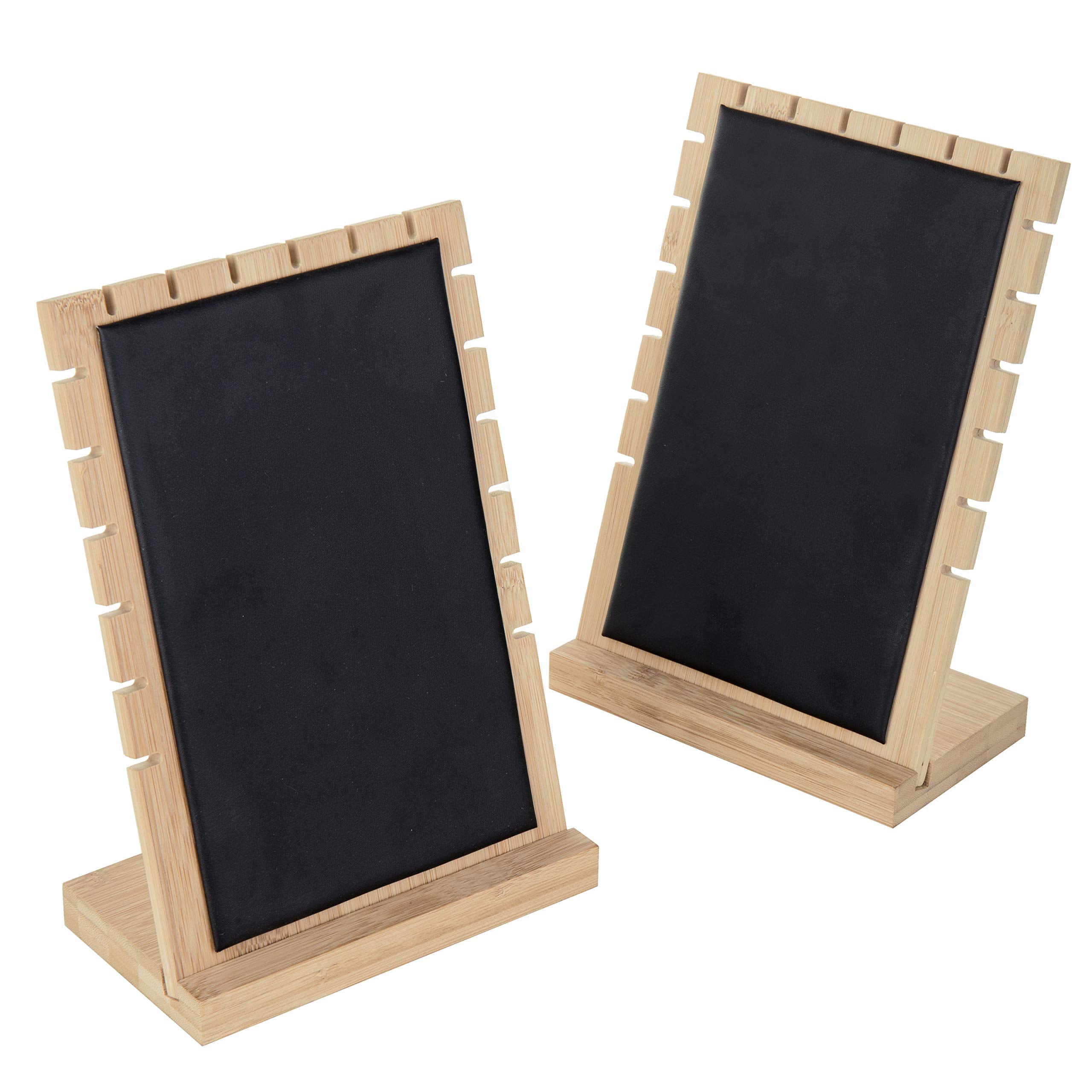 MyGift Modern Bamboo Necklace Jewelry Tabletop Display Boards, Set of 2,Black
