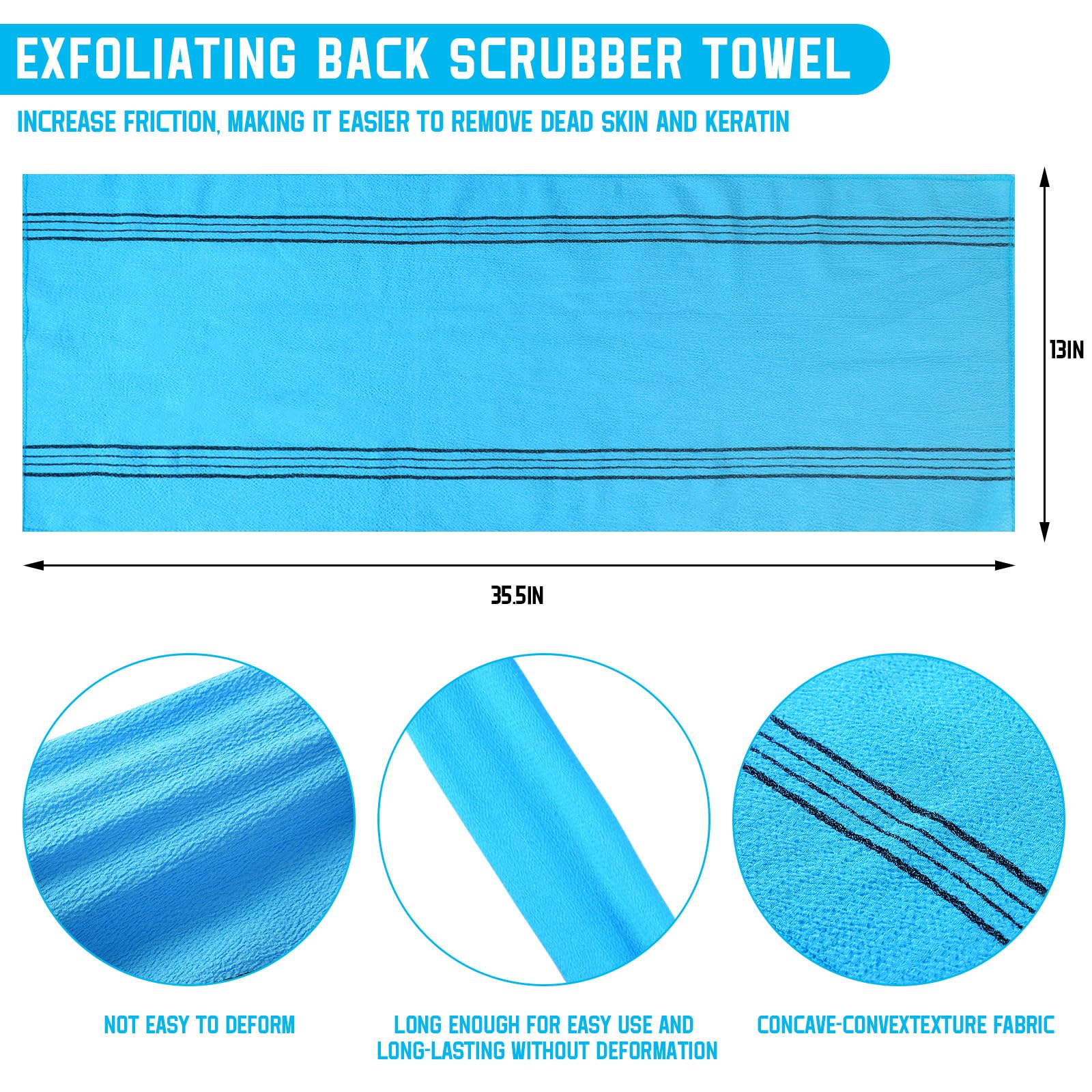 Tatuo 4 Pieces Korean Washcloth Exfoliating Long Korean Exfoliating Cloth Exfoliating Back Scrubber For Body Men Women Korean Ba