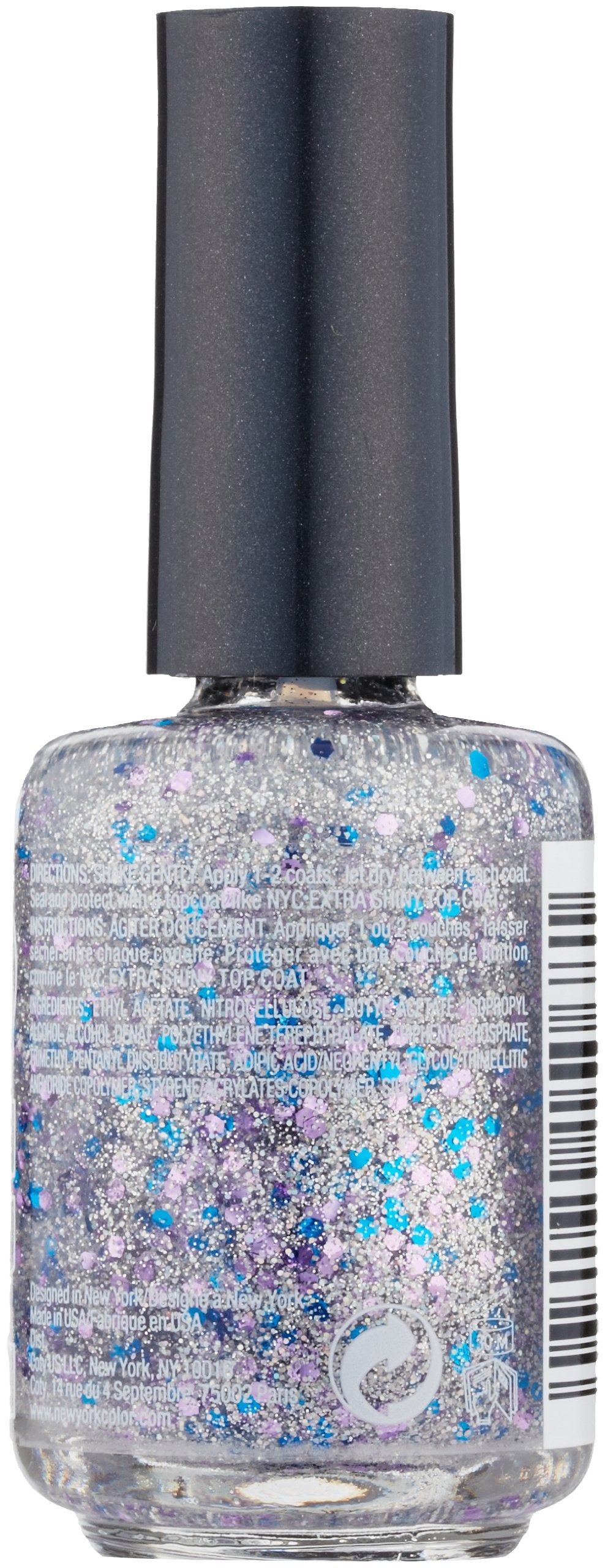 N.Y.C. New York Color Long Wearing Nail Enamel, Starry Silver Glitter, 0.45 Fluid Ounce