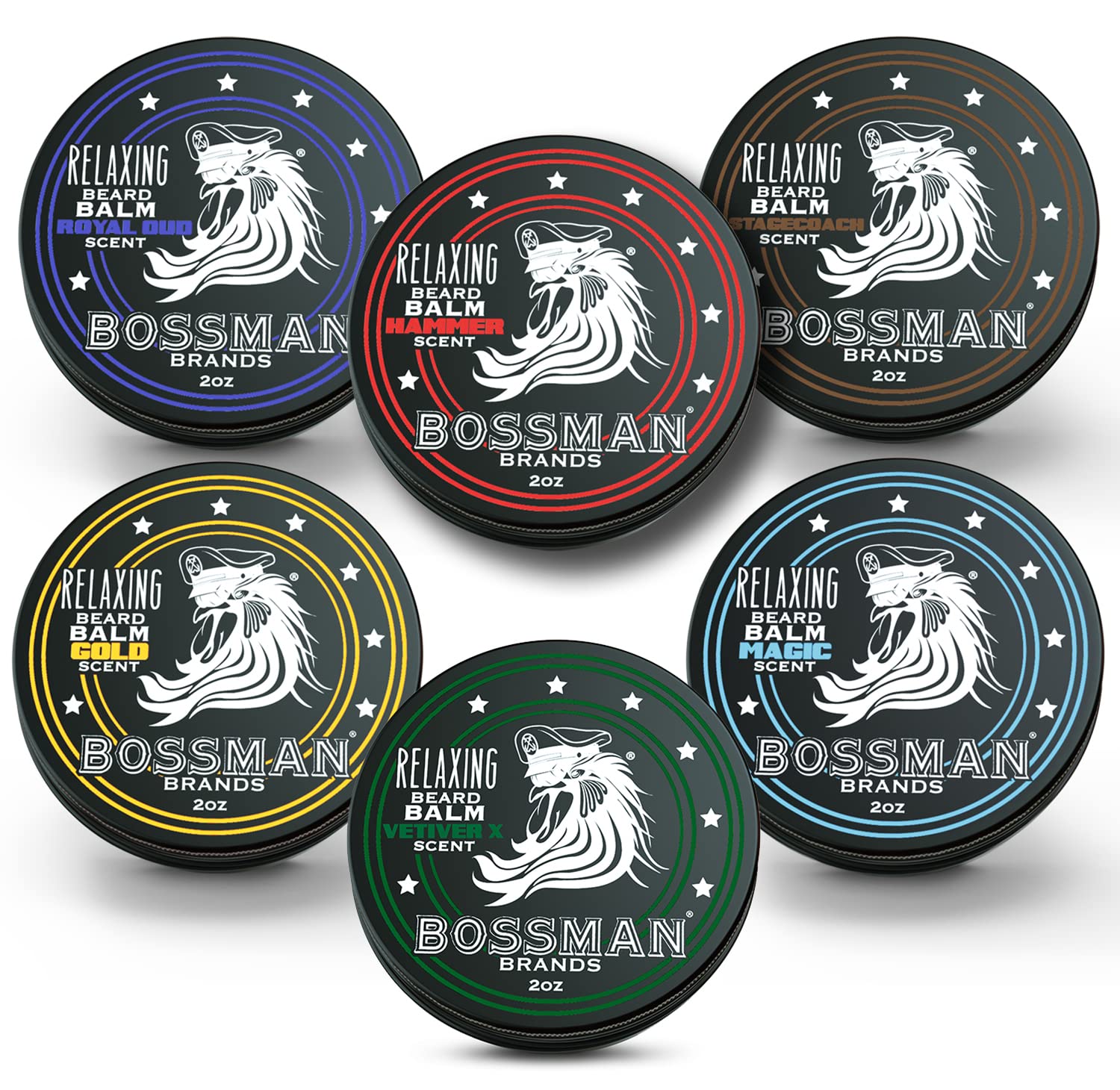 Bossman Beard Balm Variety Pack - Beard Grooming, Growth And Care Kit - Softener And Moisturizer - All 6 Scents