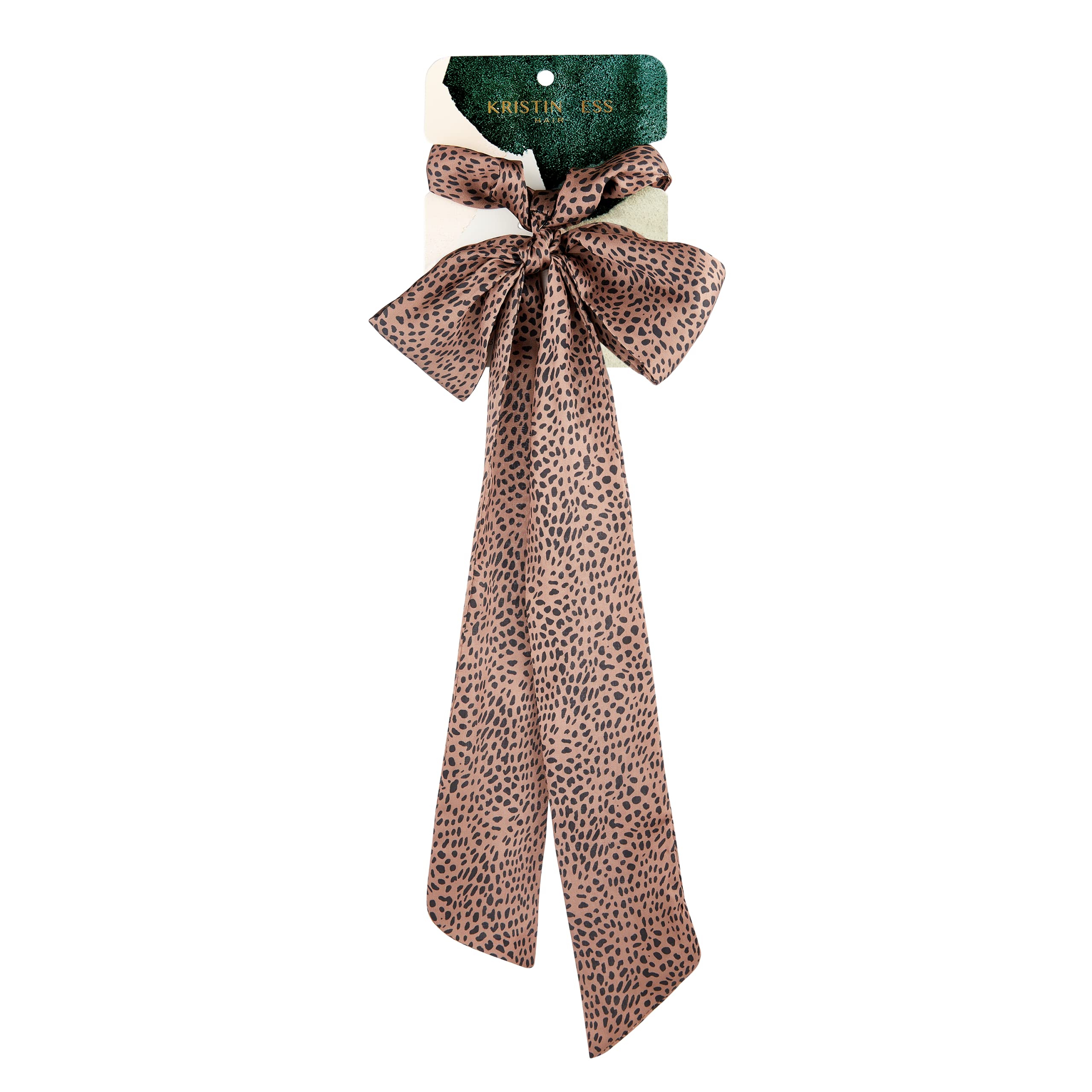 Kristin Ess Hair Scrunchie + Scarf Set Cheetah, 1 Count, Hair Accessory for Women and Girls, Satin Hair Scrunchie, Ponytail Hold