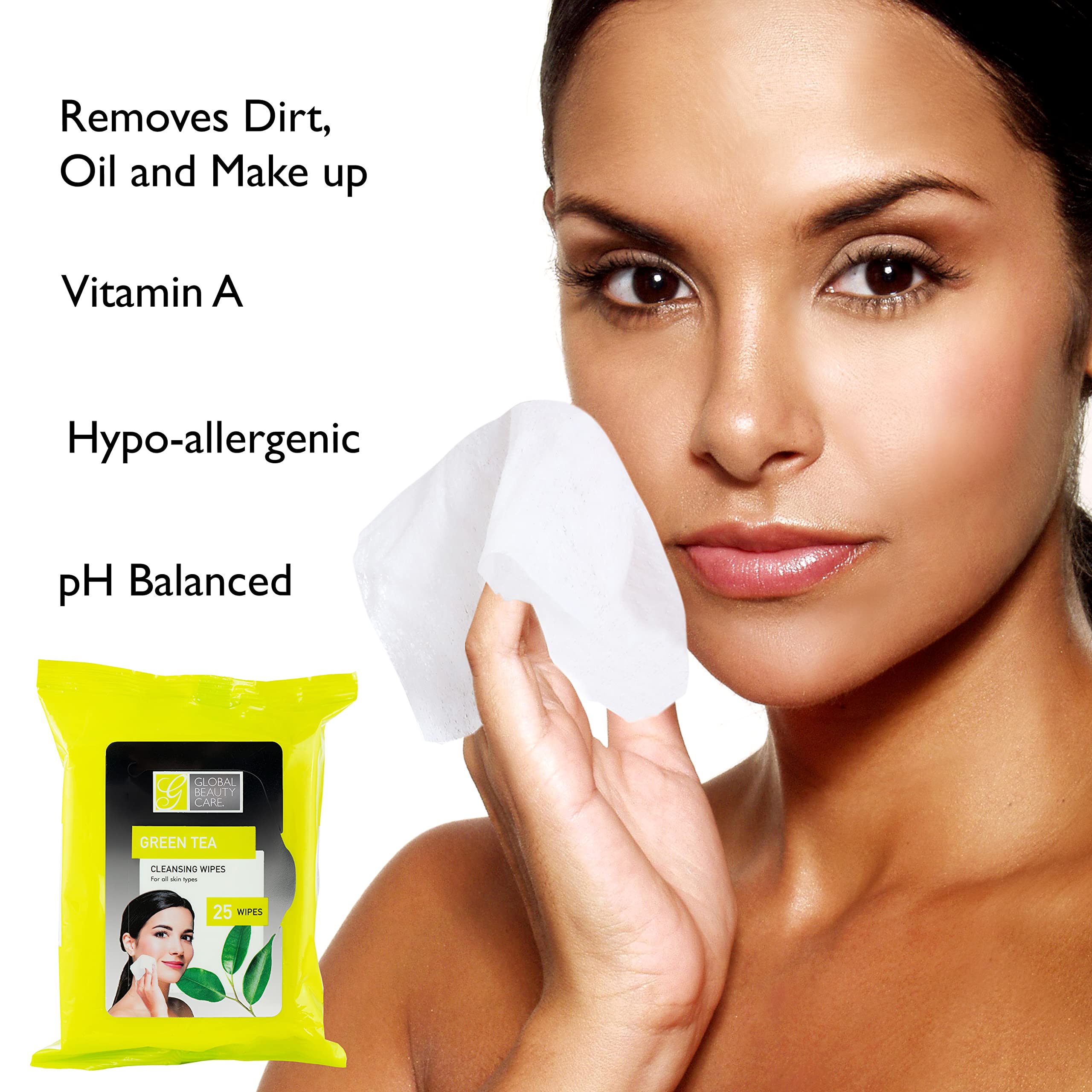 Global Beauty Care Bulk Cleansing Wipes Premoistened 4 Pack Of Green Tea Cleansing Cloths Makeup Removal Wipes - Great For Trave