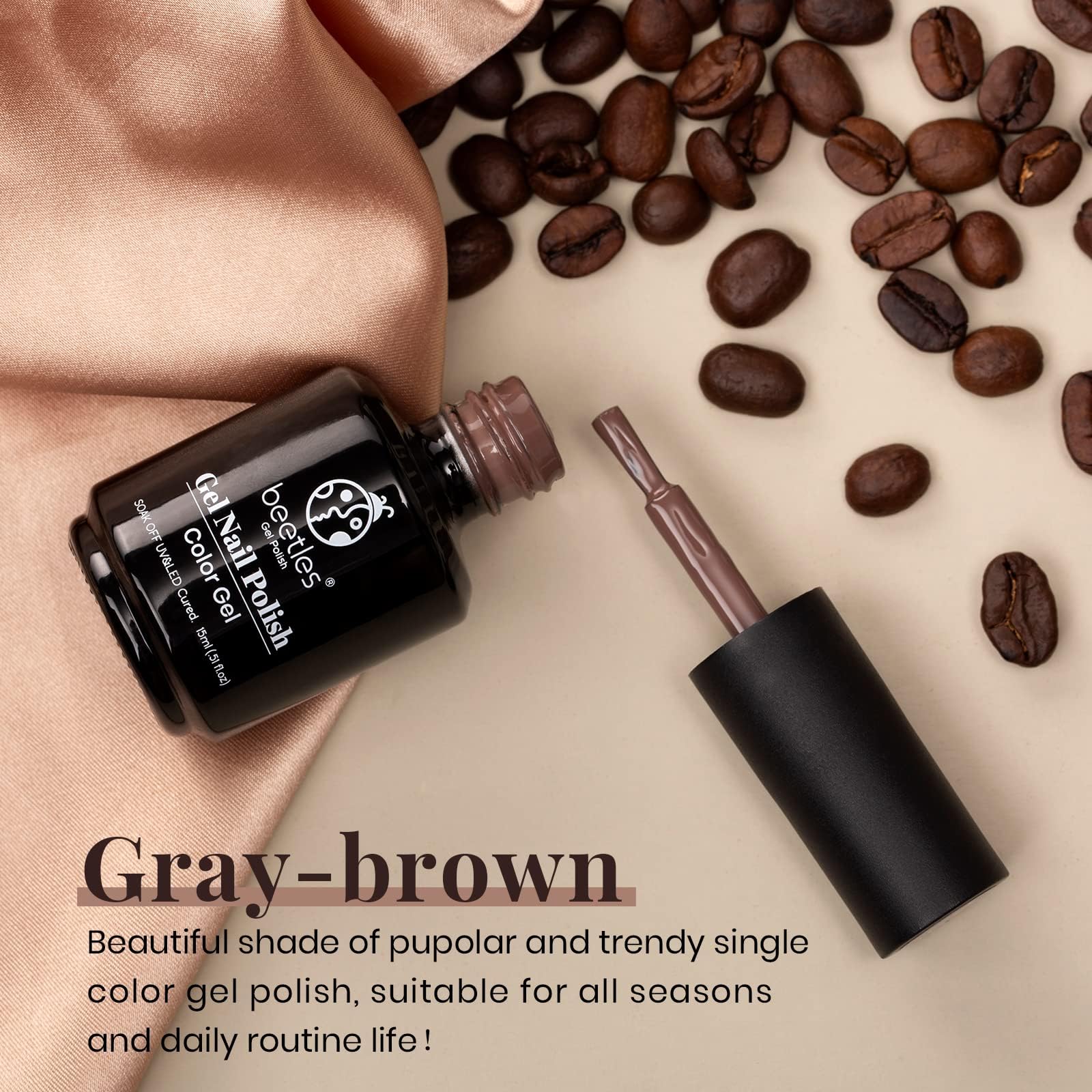 Beetles Brown Gel Nail Polish 1 Pcs 15Ml Gray Brown Nail Polish Soak Off Uv Led Nail Lamp Nail Art Manicure Salon Diy Home