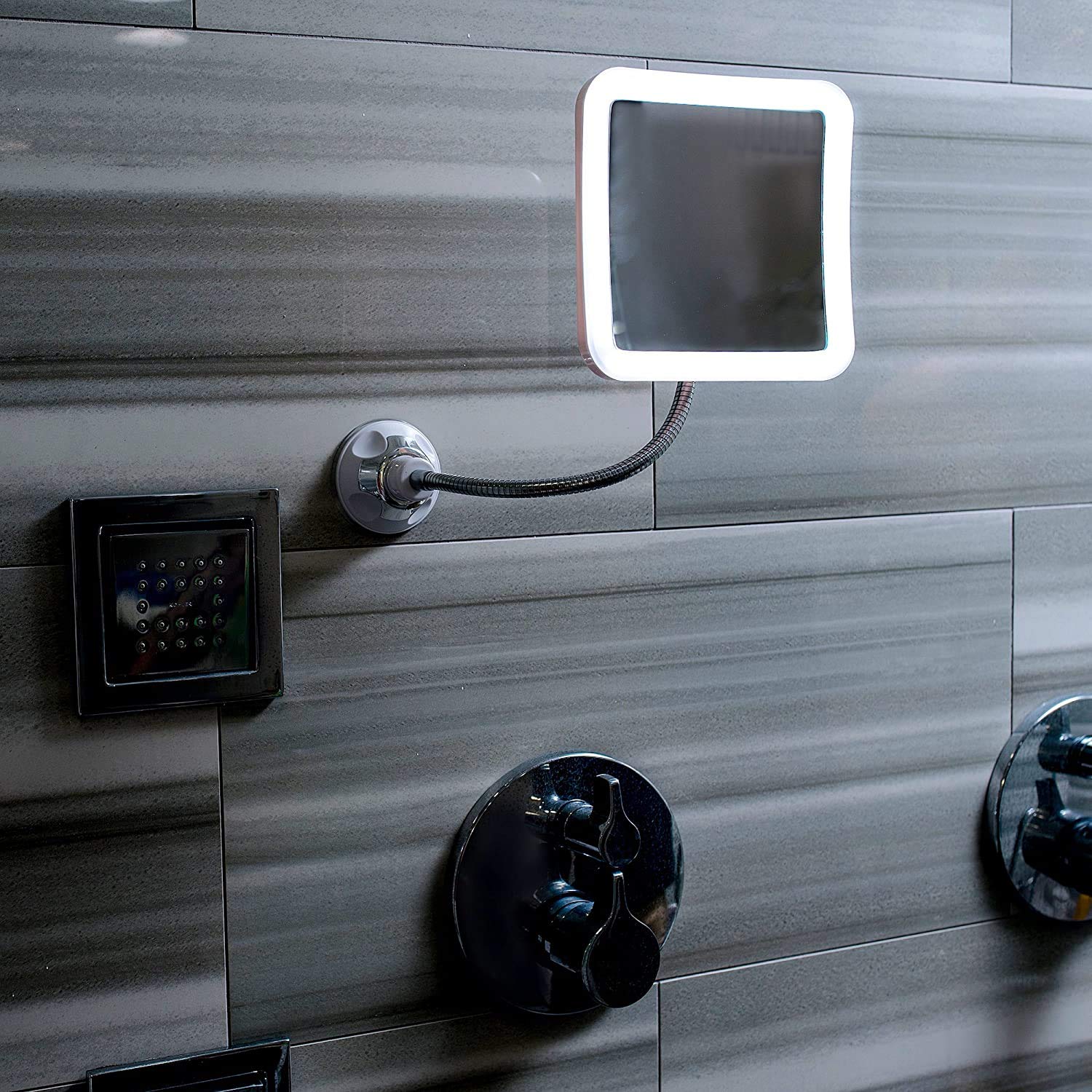 Fancii Chrome Gooseneck Attachment With Locking Suction Cup, For Luna, Mira And Maya Led Mirror Series (Mirror Not Included)