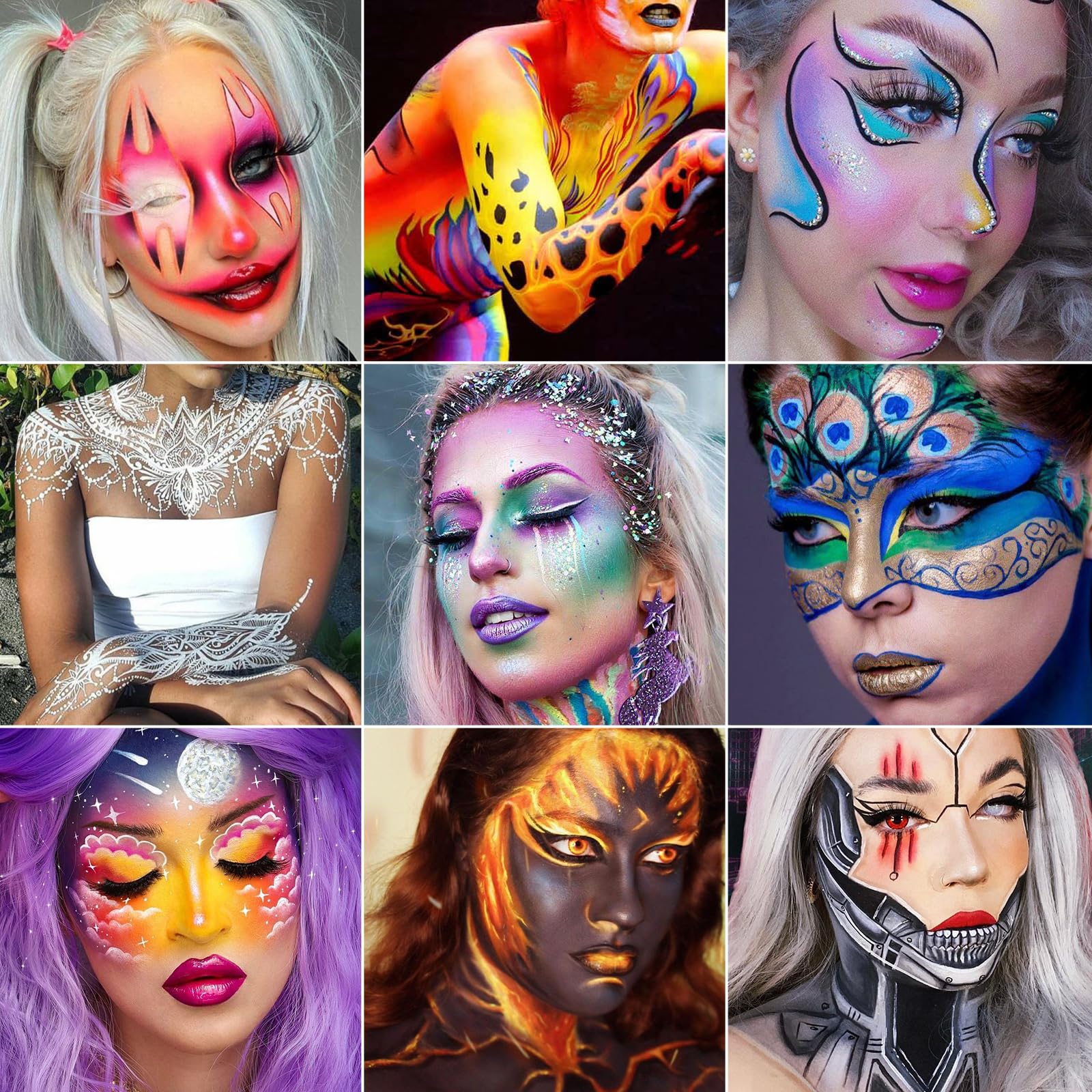 Freeorr Black Red Face Body Paint Makeup Foundation 30 G, Water Activated Cream To Powder Face Body Paint Makeup For Halloween C