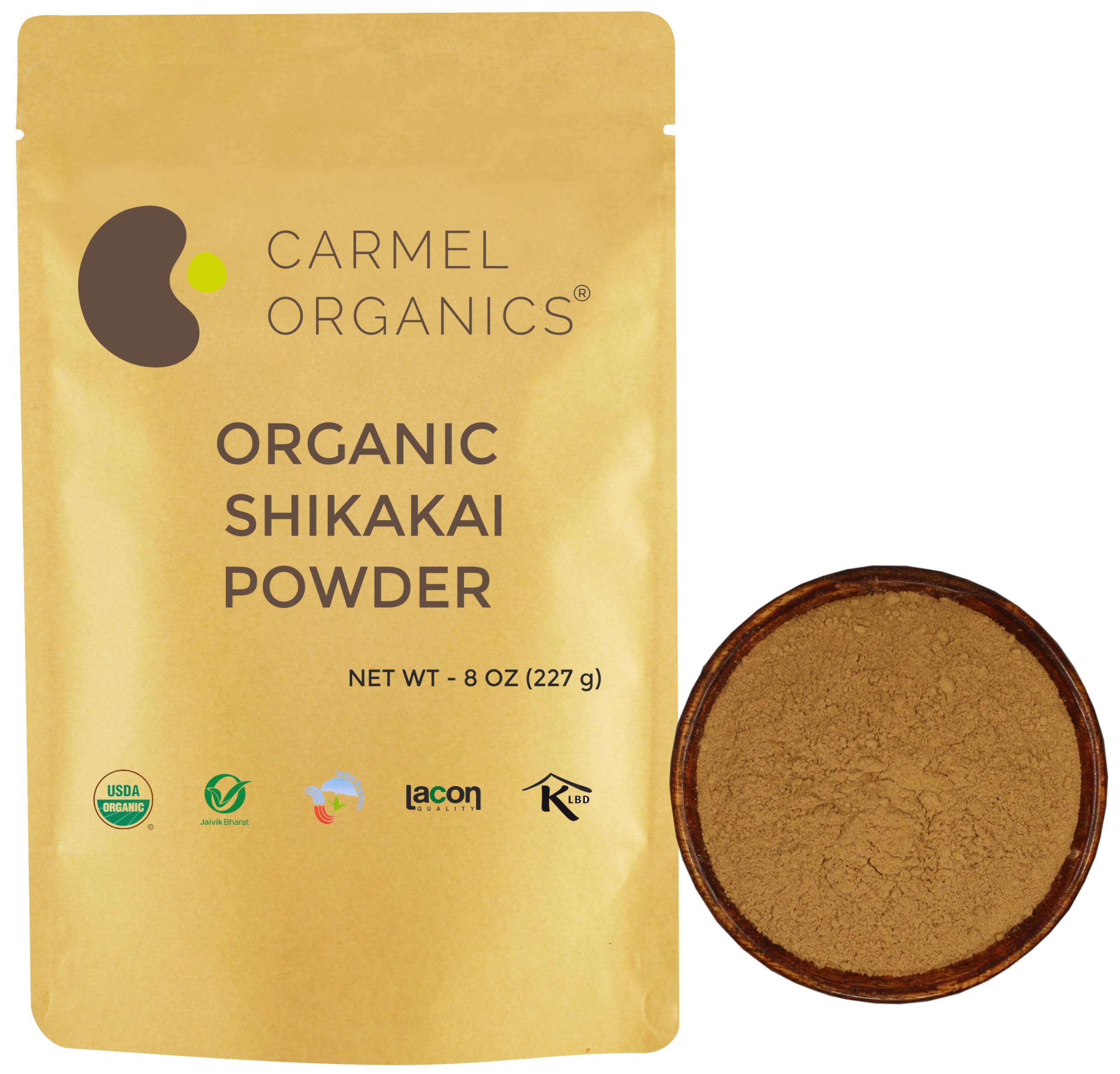 CARMEL ORGANICS Shikakai Powder 8 Ounce or 227 Grams | Natural Hair Care Cleansing & Conditioning | No Added Preservatives | Aca