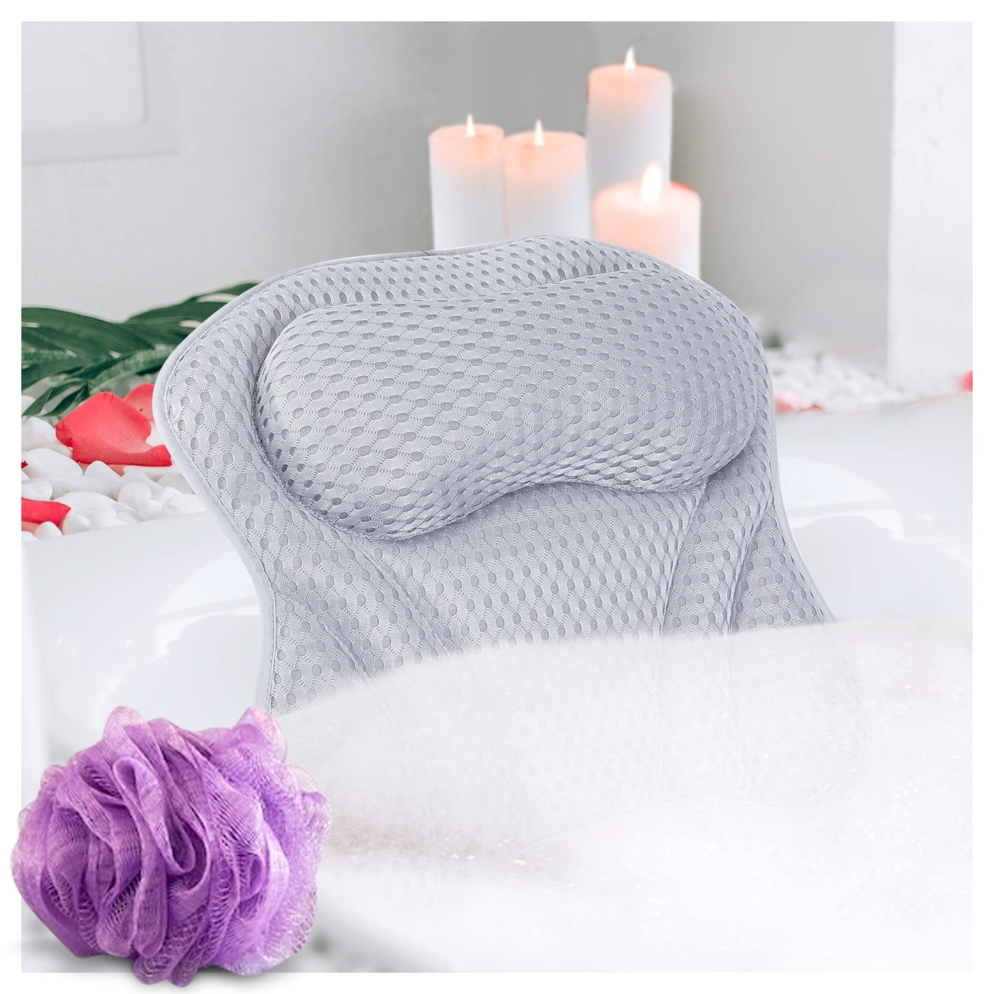 Selectsoma Bath Pillows For Tub Neck And Back Support - Bath Pillow For Bathtub - Bath Tub Pillow Headrest - Spa Pillow For Bath