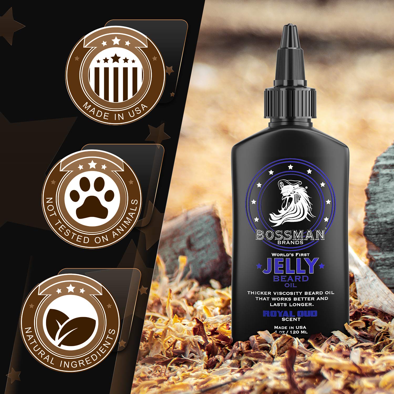 Bossman Beard Oil Jelly - Beard Growth Softener & Moisturizer - 4oz - Royal Oud Scent