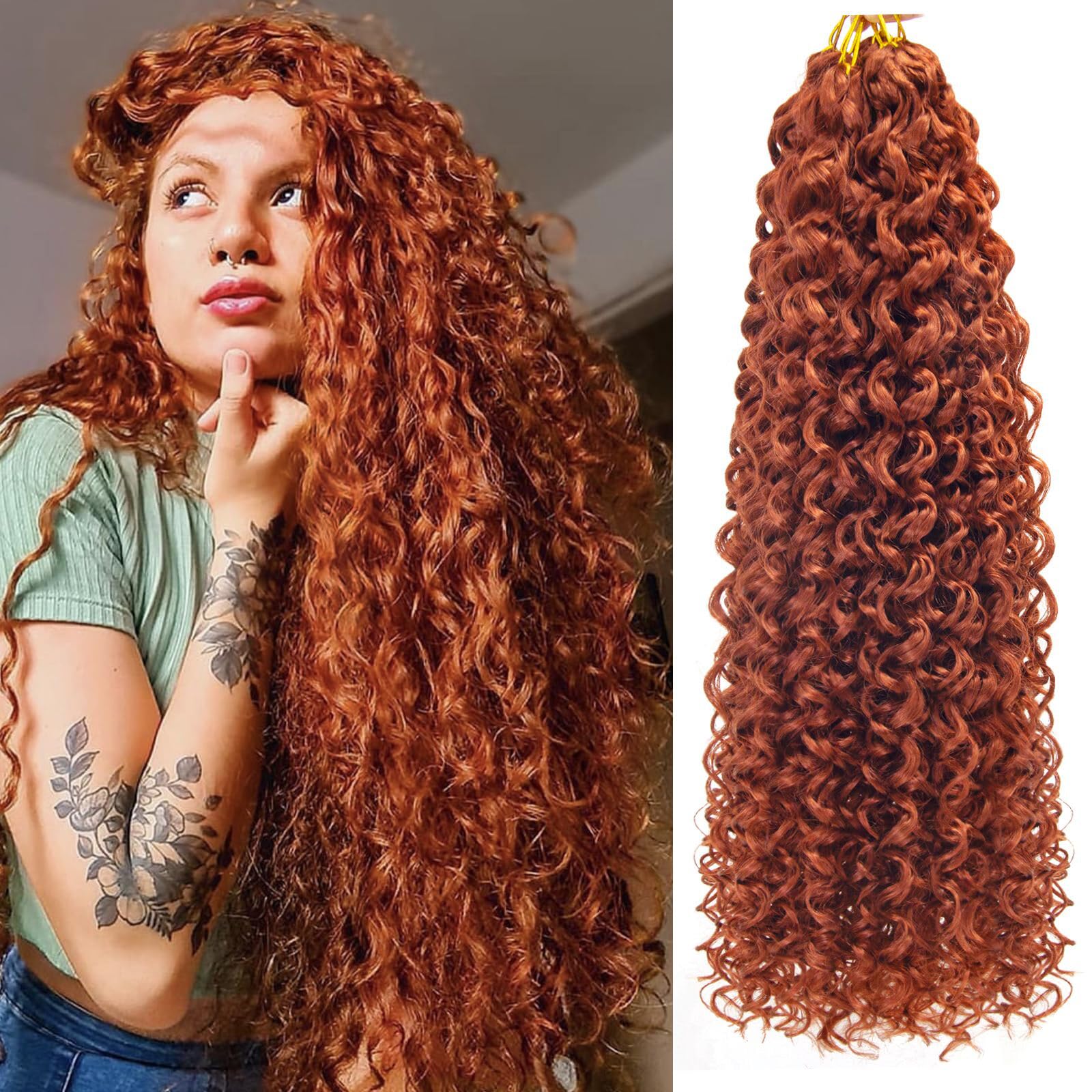 Gogo Curl Crochet Hair 24Inch Water Wave Crochet Hair Ombre Synthetic Bohemian Crochet Braid Deep Wave Braiding Hair Extensions