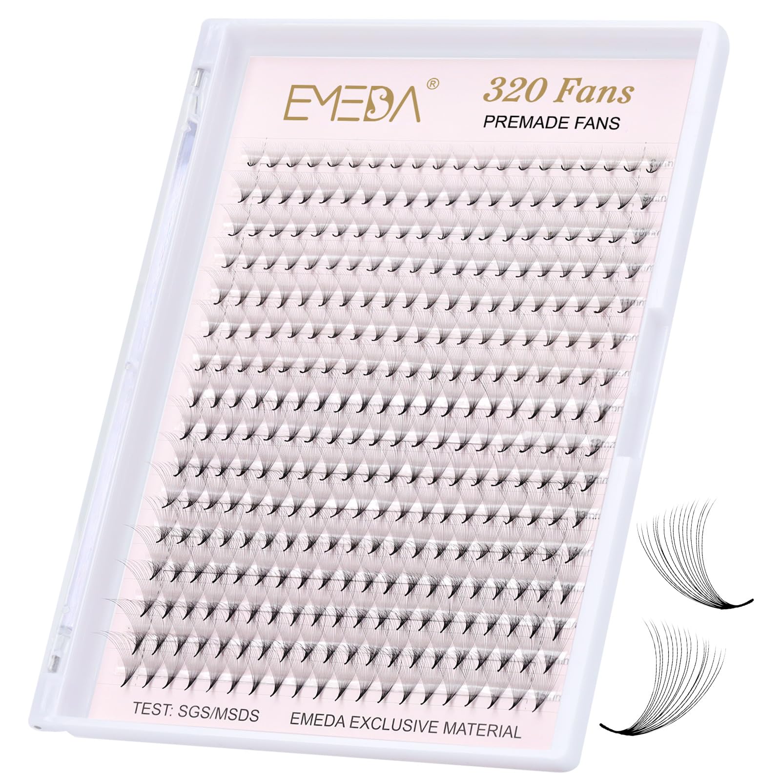 EMEDA 320 Fans Bulk Premade Lash Fans 12D 14D 16D 18D 20D Pointy Base Premade Fans Eyelash Extensions Stable D Curl Pre Fanned V
