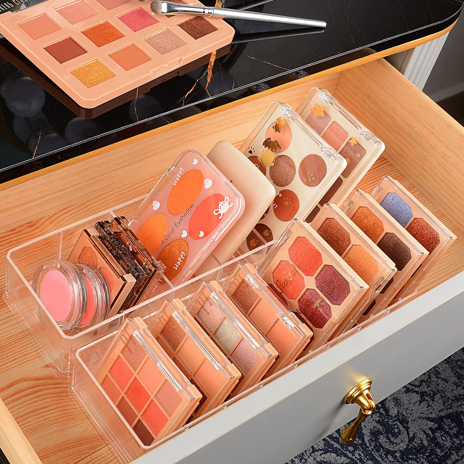 Jesslab 6 Cube Sections Drawer Organizer, Acrylic Stackable Drawer Organizer, Makeup Organizer For Vanity, Countertop, Bathroom,