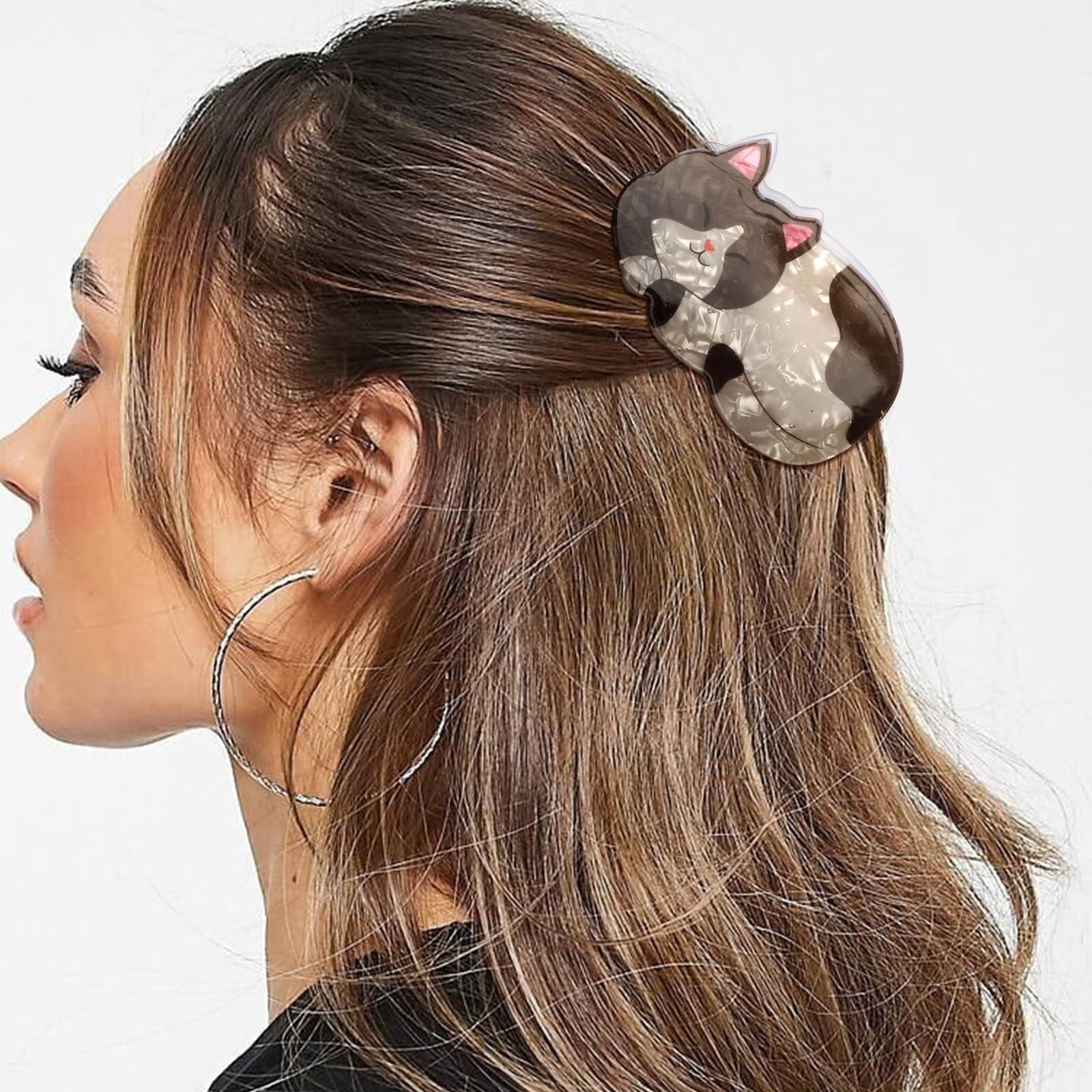 Hapdoo Cat Hair Clips, Cute Animal Hair Claw Clip For Women Girls, Acetate Kitten Pet Hair Clamp Hair Accessories Gift