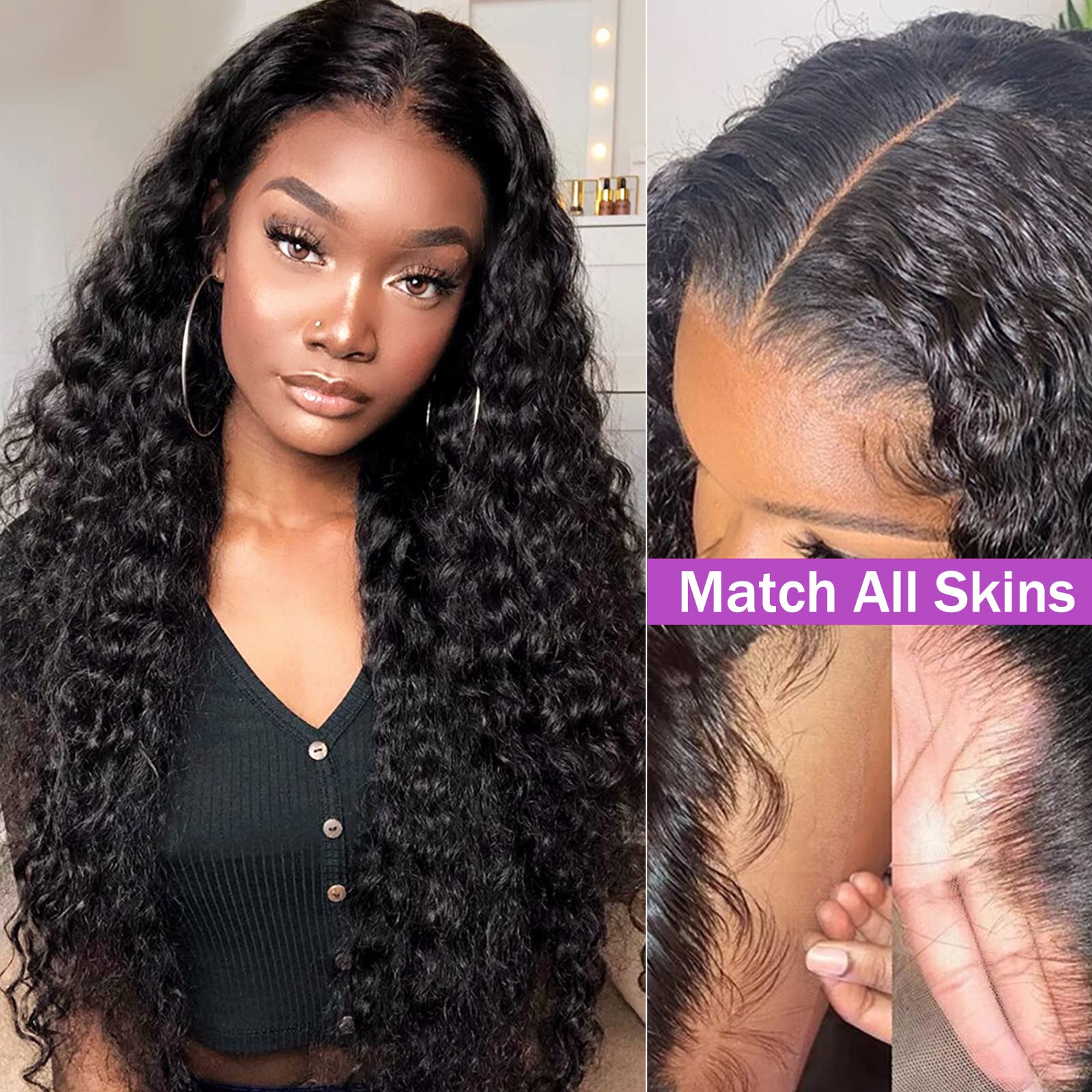 Aisi Lace Front Wigs Human Hair Deep Wave Wigs 150% Density 4X4 Curly Lace Closure Human Hair Wigs For Black Women Hd Transparen
