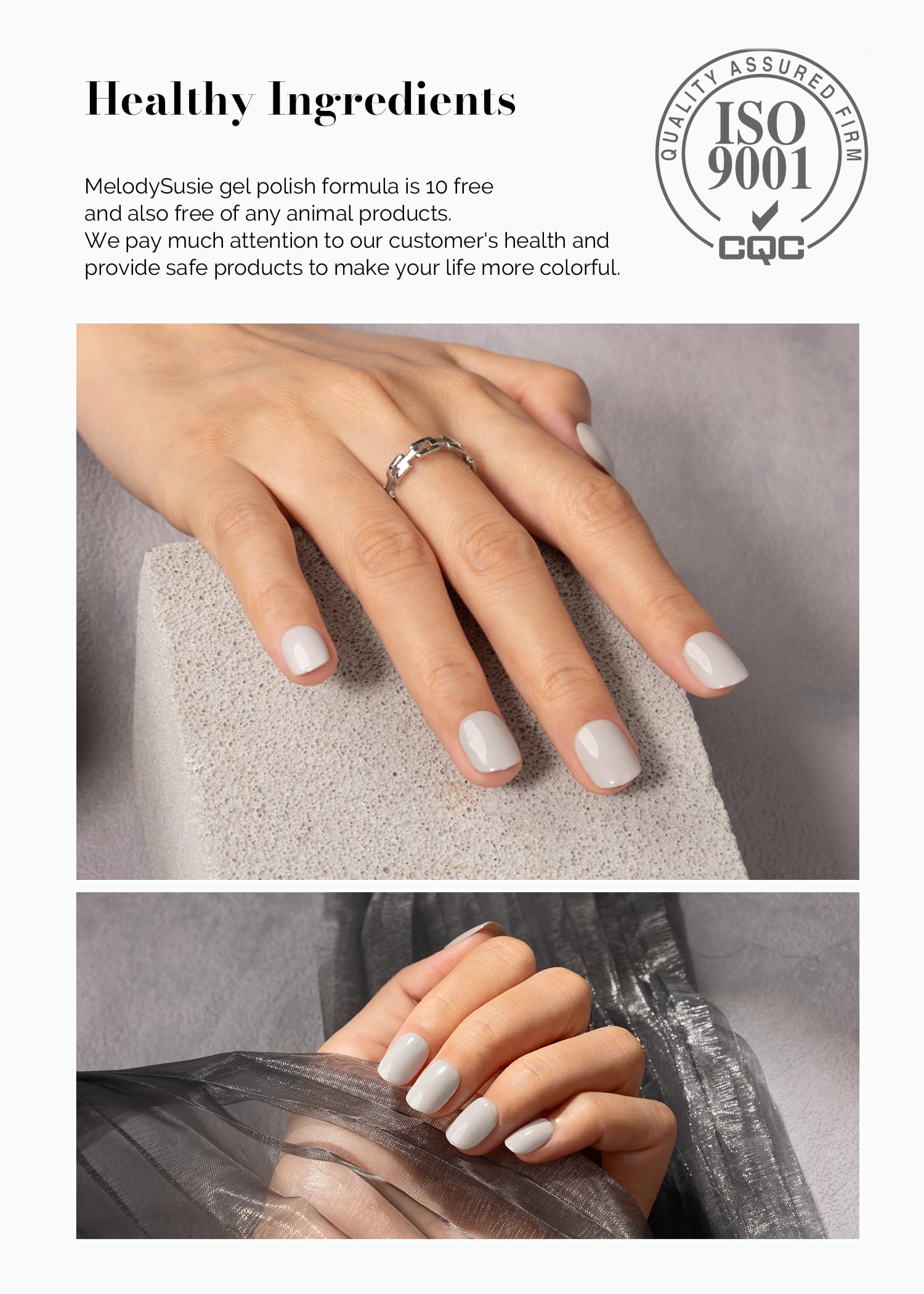 Melodysusie Semi Cured Gel Nail Strips, Gray - Works With Any Nail Lamps, Salon-Quality, Long Lasting, Easy To Apply & Remove -