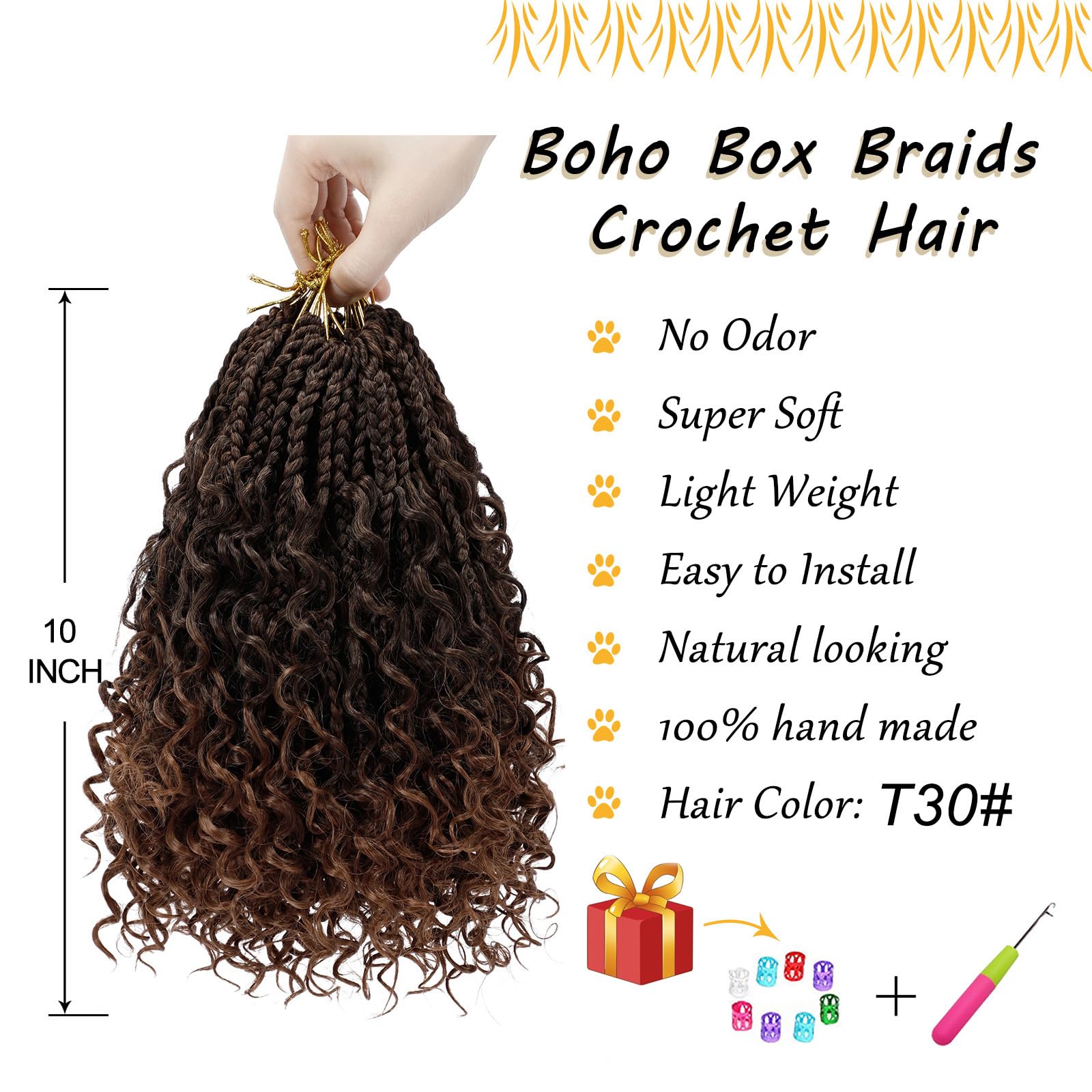 Boho Box Braids Crochet Hair For Women 10 Inch 7 Packs Goddess Box Braids With Curly Ends 3X Short Bob Crochet Braids For Kids O