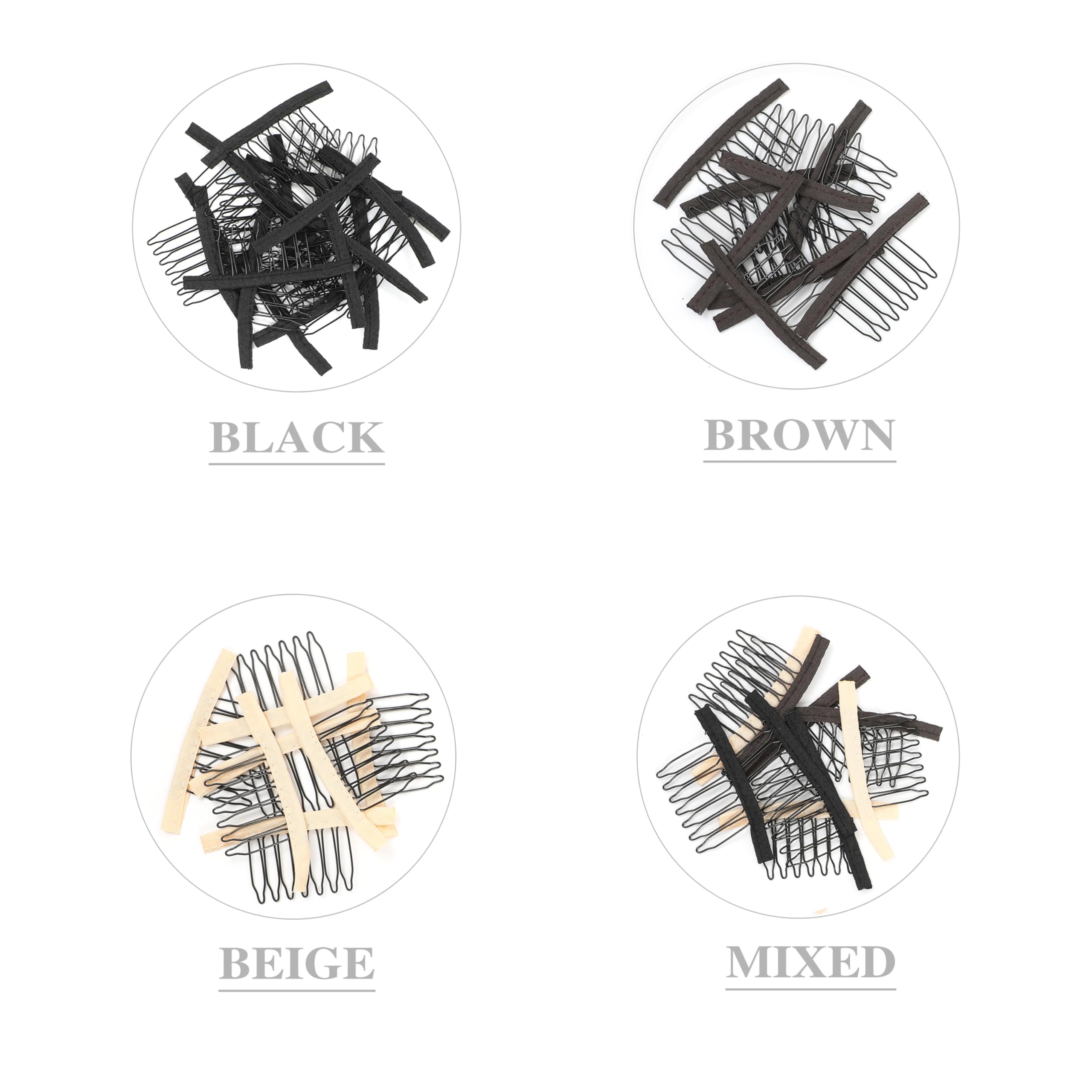Xuxisowo 30 Pcs Wig Clips/Wig Combs (7-Teeth, Stainless Steel, Thickened Fabric, Brown) - Helper For Fixing Wig, Making Wig Caps
