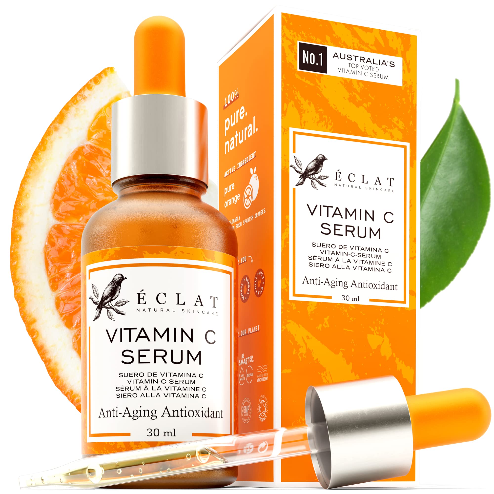 Pure Vitamin C Serum For Face 20% Vitamin C Facial Serums With Hyaluronic Acid Retinol Vit E Antioxidant Vitamin C Face Oil Skin