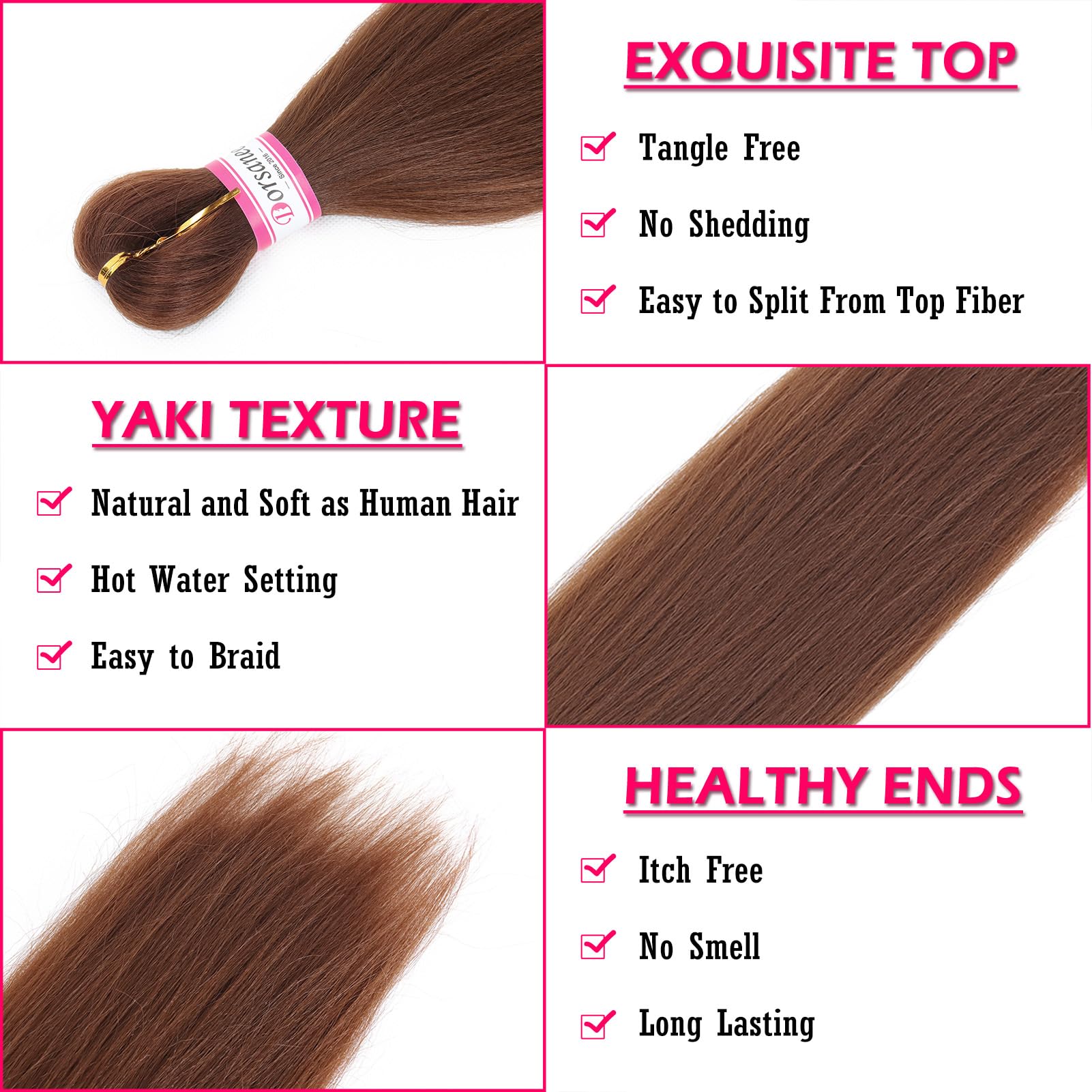 Dorsanee Brown Braiding Hair Pre Stretched 20 Inch 8 Packs Braiding Hair Extensions For Crochet Box Braids Twists Locs Hair Soft