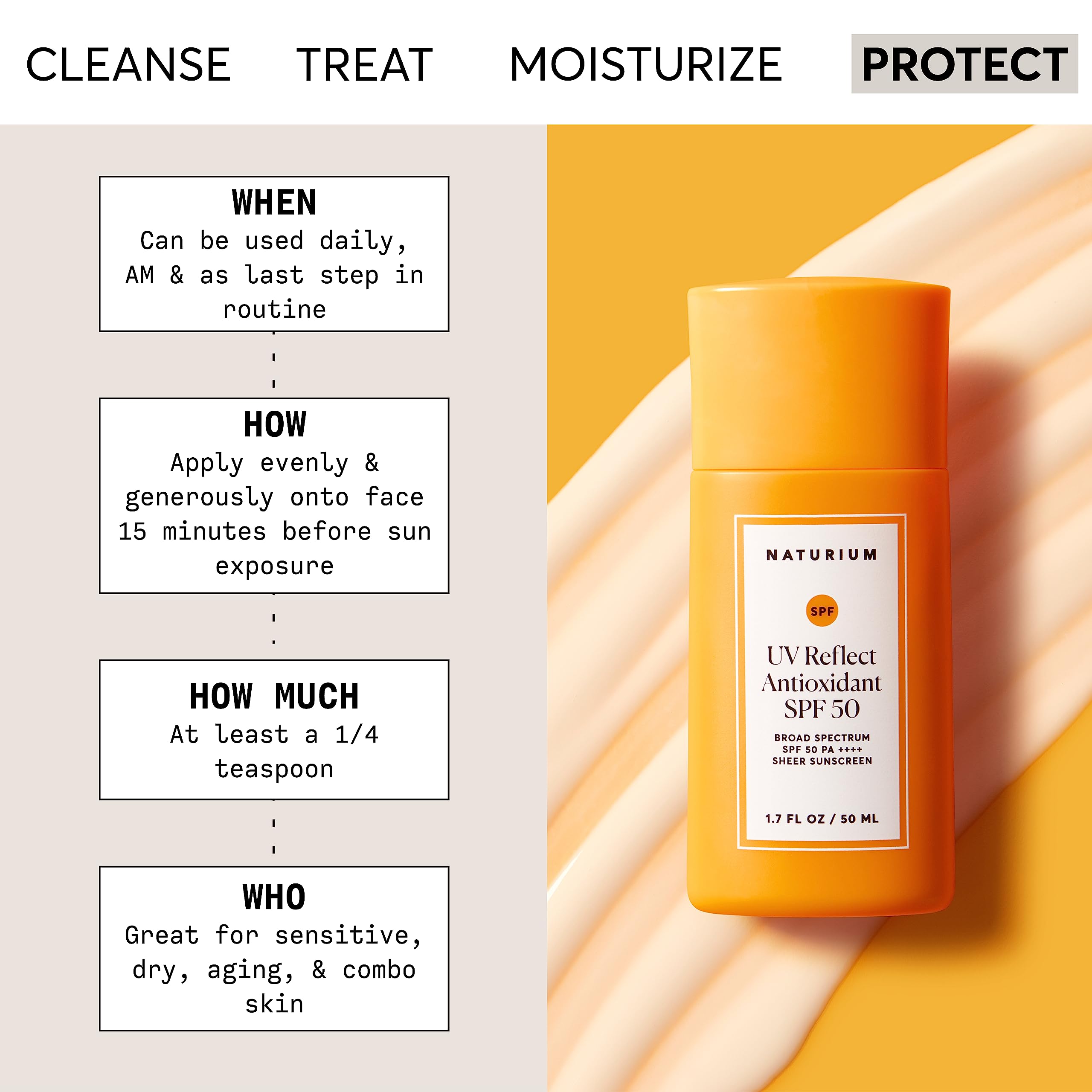 Naturium Uv Reflect Antioxidant, Broad Spectrum Spf 50 Pa ++++ Sheer Sunscreen, Lightweight Face & Skin Protector With Soft Matt