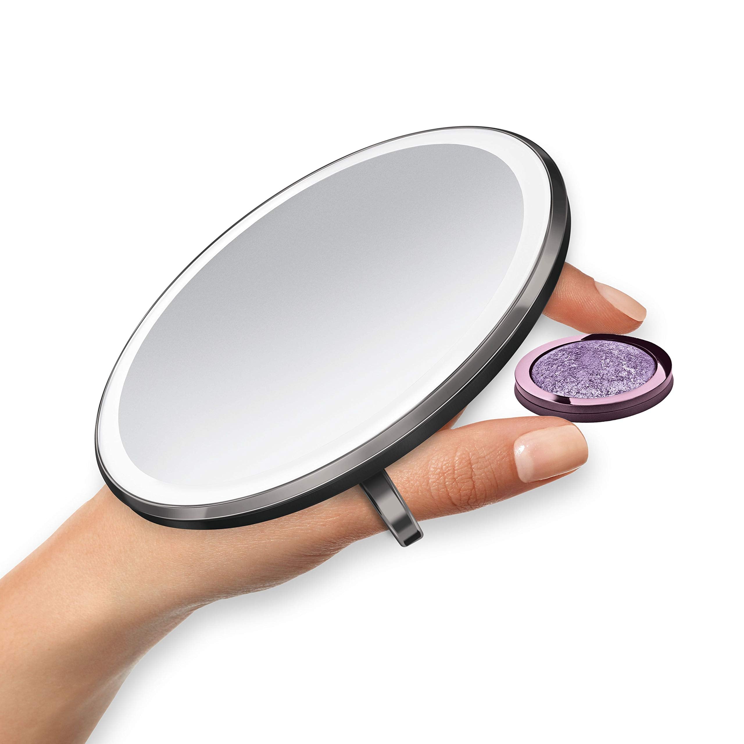 Simplehuman Sensor Mirror Compact 4'' Round, 3X Magnification,Black Stainless Steel