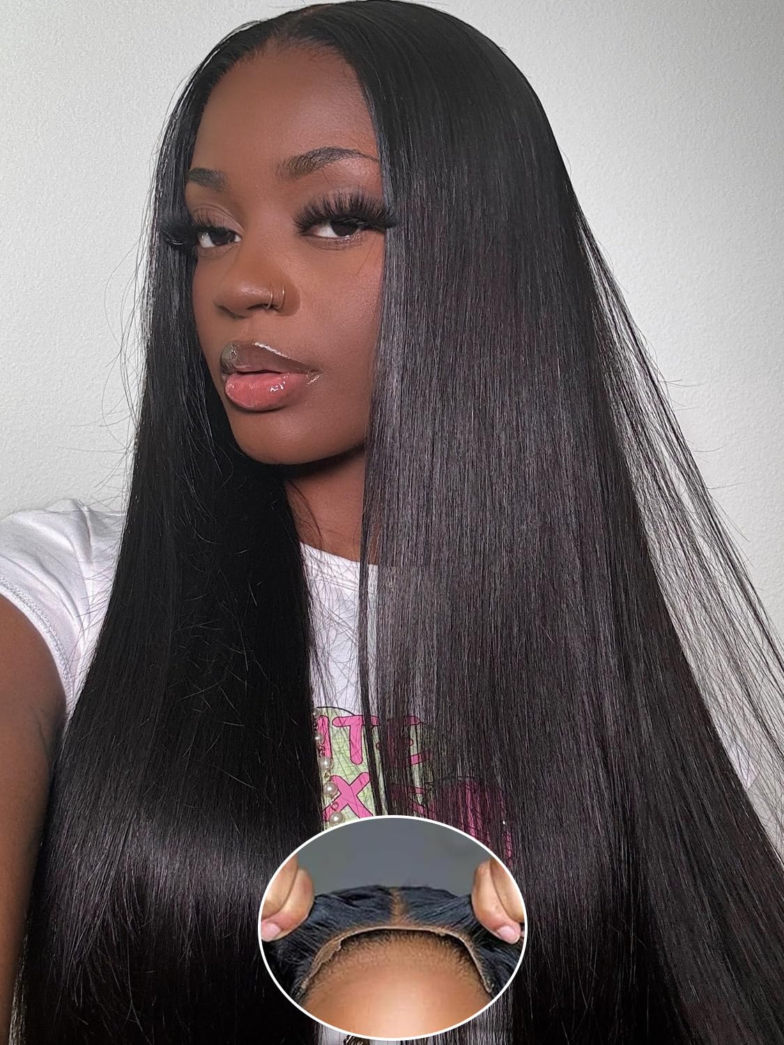 24 Inch Glueless Wigs Human Hair Pre Plucked Pre Cut 180% Density Wear and Go Glueless Wig 13x4 HD Straight Lace Front Wigs Huma