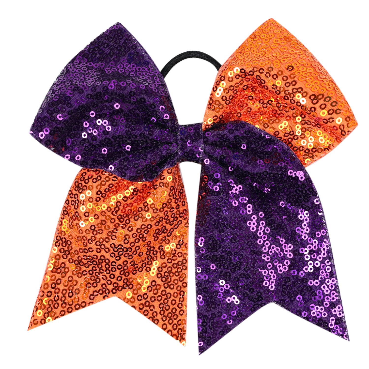 Xansema Bow Hair Tie for Girls Large Cheer Bow Sequins Ponytail Women Teen Girls Cheerleading Ribbon Holder Hair Band (Deep Purp