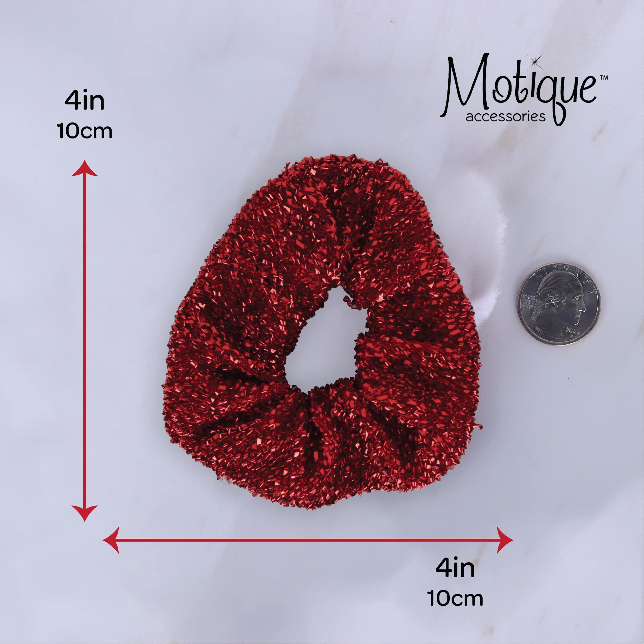 Sparkle Hair Scrunchies for Woman and Girls Set of 2 - Red & Striped