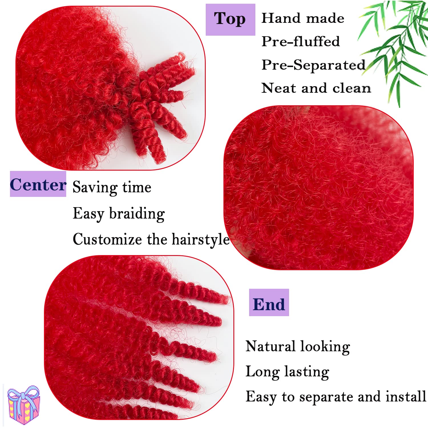 Paraglame Red Marley Hair 16 Inch Springy Afro Twist Hair 2 Packs Marley Twist Braiding Hair For Faux Locs Crochet Hair Red Brai