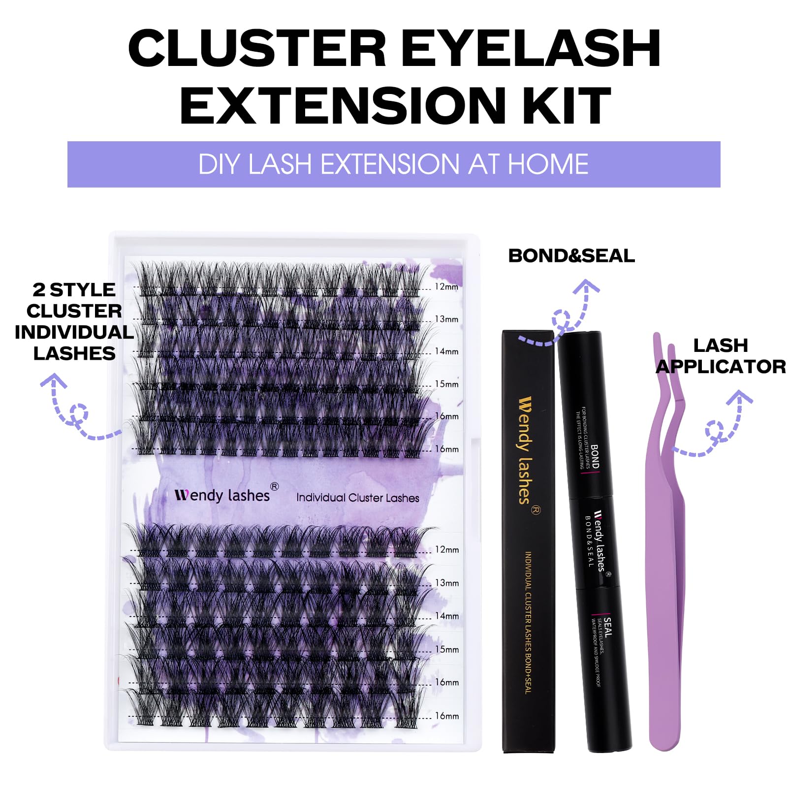 Diy Lash Extension Kit Lash Clusters Thin Band C/D Curl Individual Lashes Strong Hold Waterproof Lash Bond And Seal Glue Nice Gr