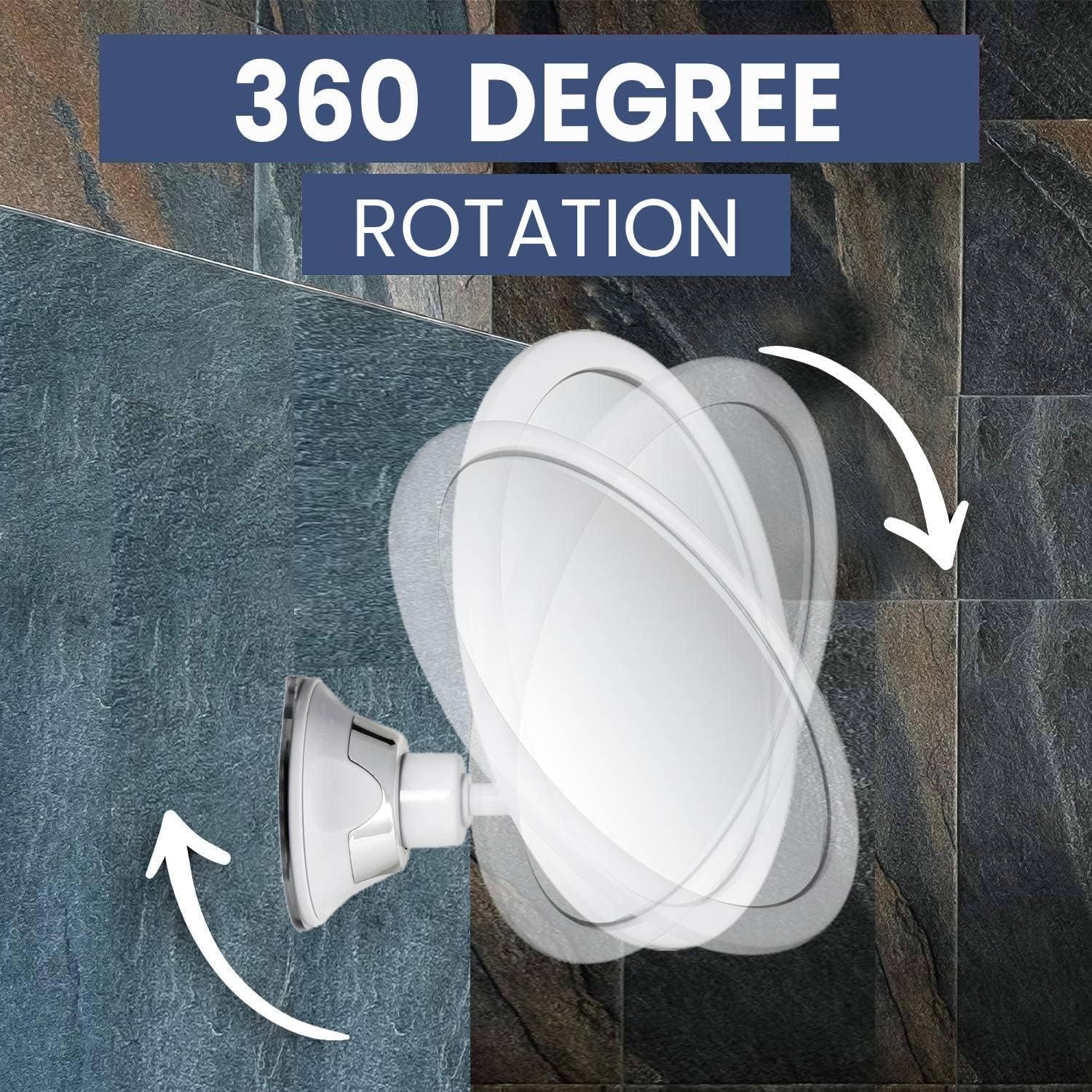 MIRRORVANA 3X Magnifying Round Shower Mirror for Fogless Shaving with Strong and Sticky Suction Cup, Shatterproof Surface and 36