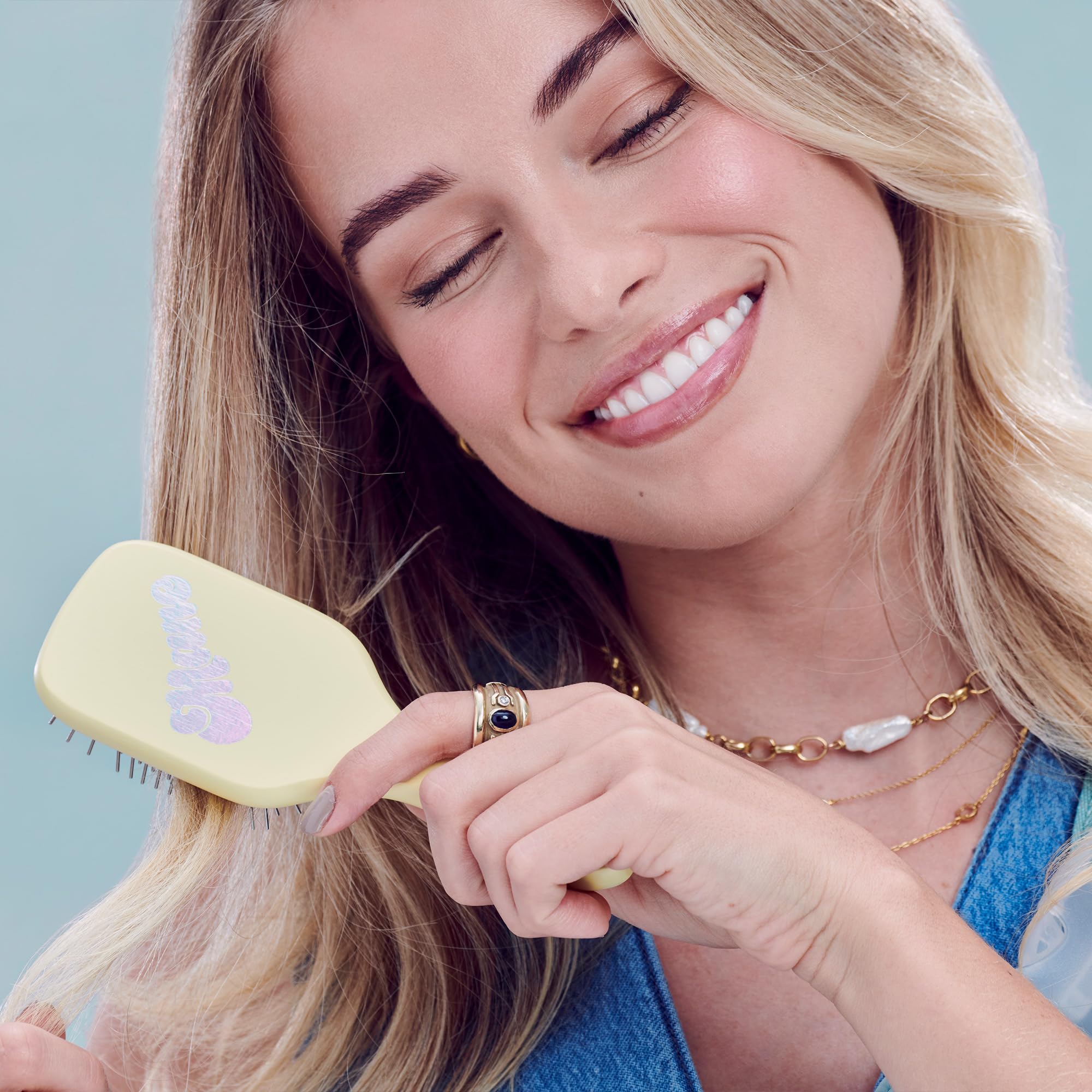 Mane Ready or Knot Mini Detangling Brush - Anti-Static Hair Brush with Durable Metal Bristles for a Gentle Scalp Massage - Smoot