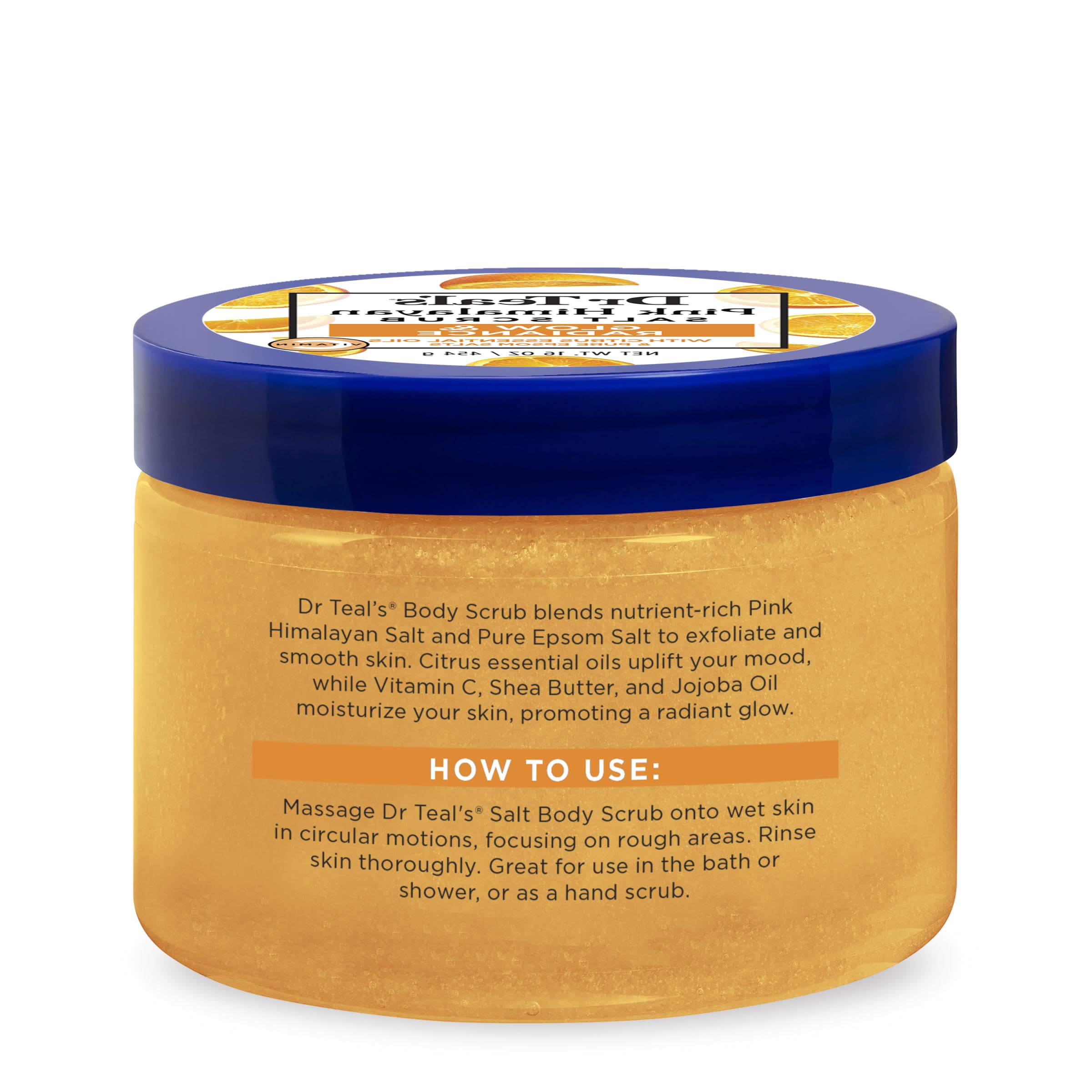 Dr Teal's Pink Himalayan Salt Body Scrub, Glow & Radiance with Pure Epsom Salt & Citrus Essential Oils 16 oz (Pack of 3) (Packag