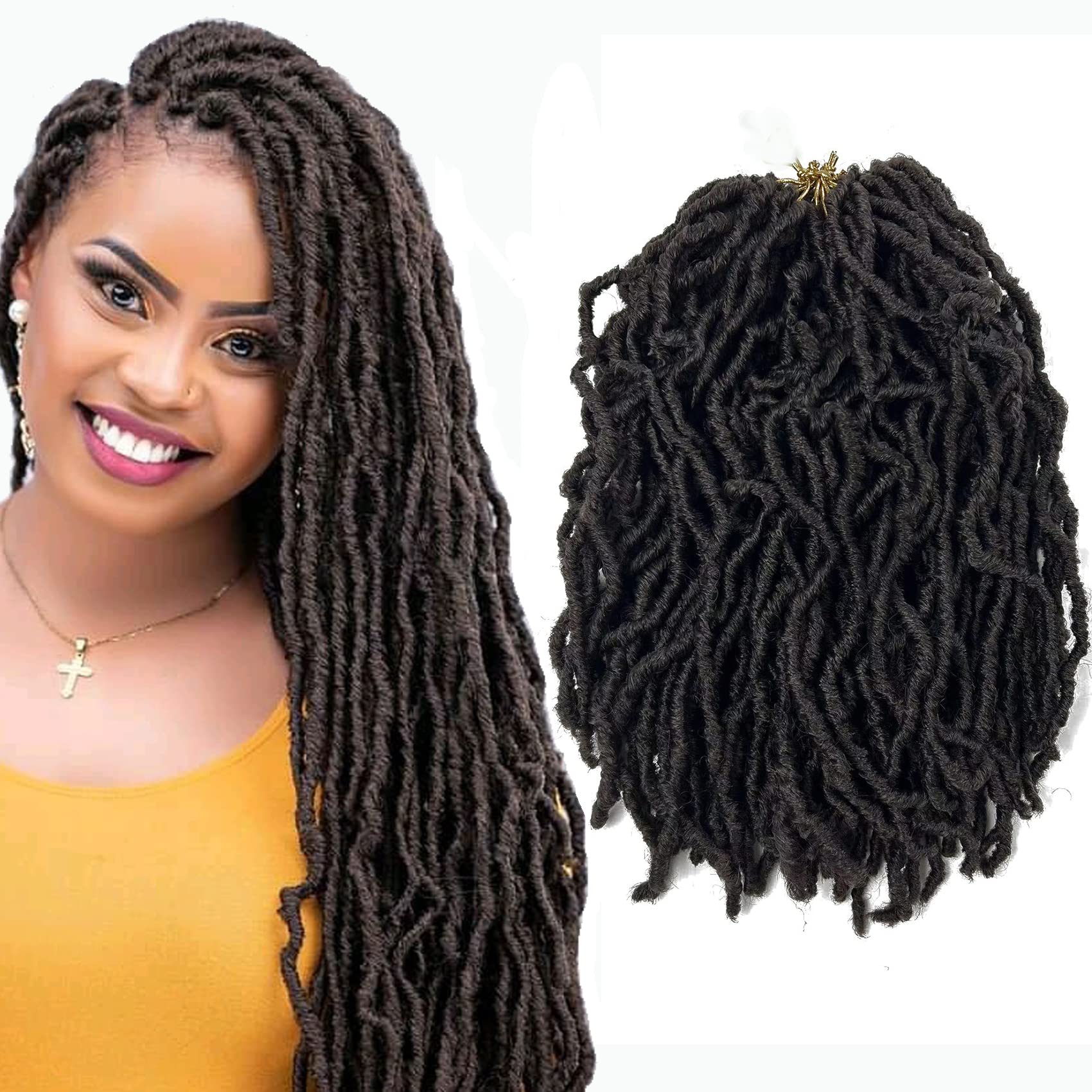 Short Soft Locs Crochet Hair 14 Inch 8 Packs New Faux Locs Wavy Dreadlocks Crochet Braids, Soft Goddess Braids Crochet Hair Curl