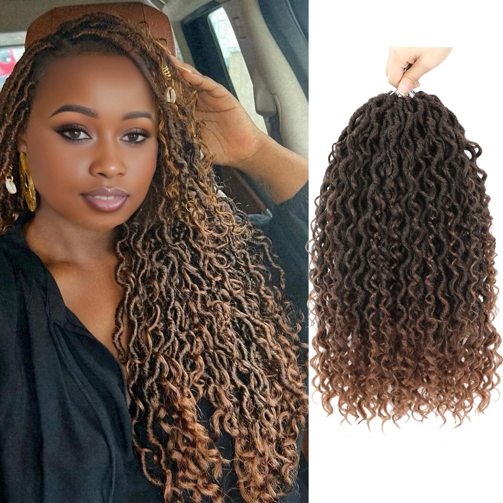 Forevery Faux Locs Crochet Hair 16 Inch Goddess Locs Crochet Hair 6Packs PreLooped Crochet Hair for Black Women Boho Crochet Loc