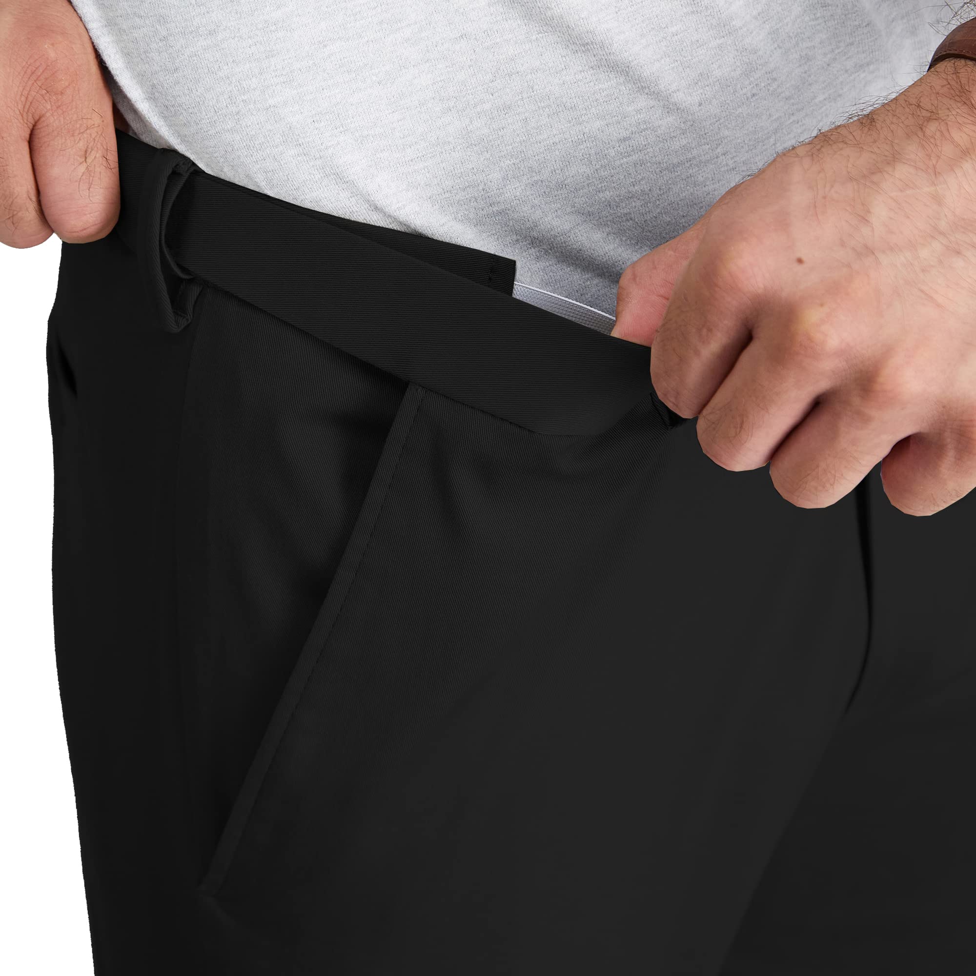 Haggar Mens Iron Free Premium Khaki classic Fit Flat Front Expandable Waist casual Pant Regular and Big  Tall Sizes, Black, 40W
