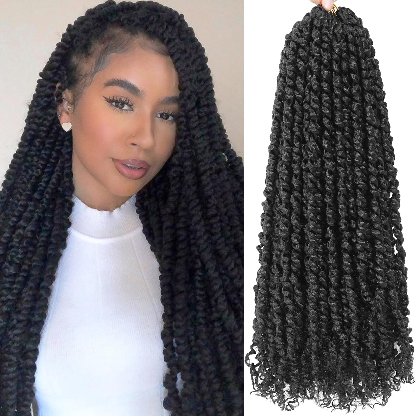 Alrence Passion Twist Crochet Hair 8 Packs Pre twisted Passion Twist Hair For Women Soft Bohe Pre-looped Crochet Braids (24 Inch