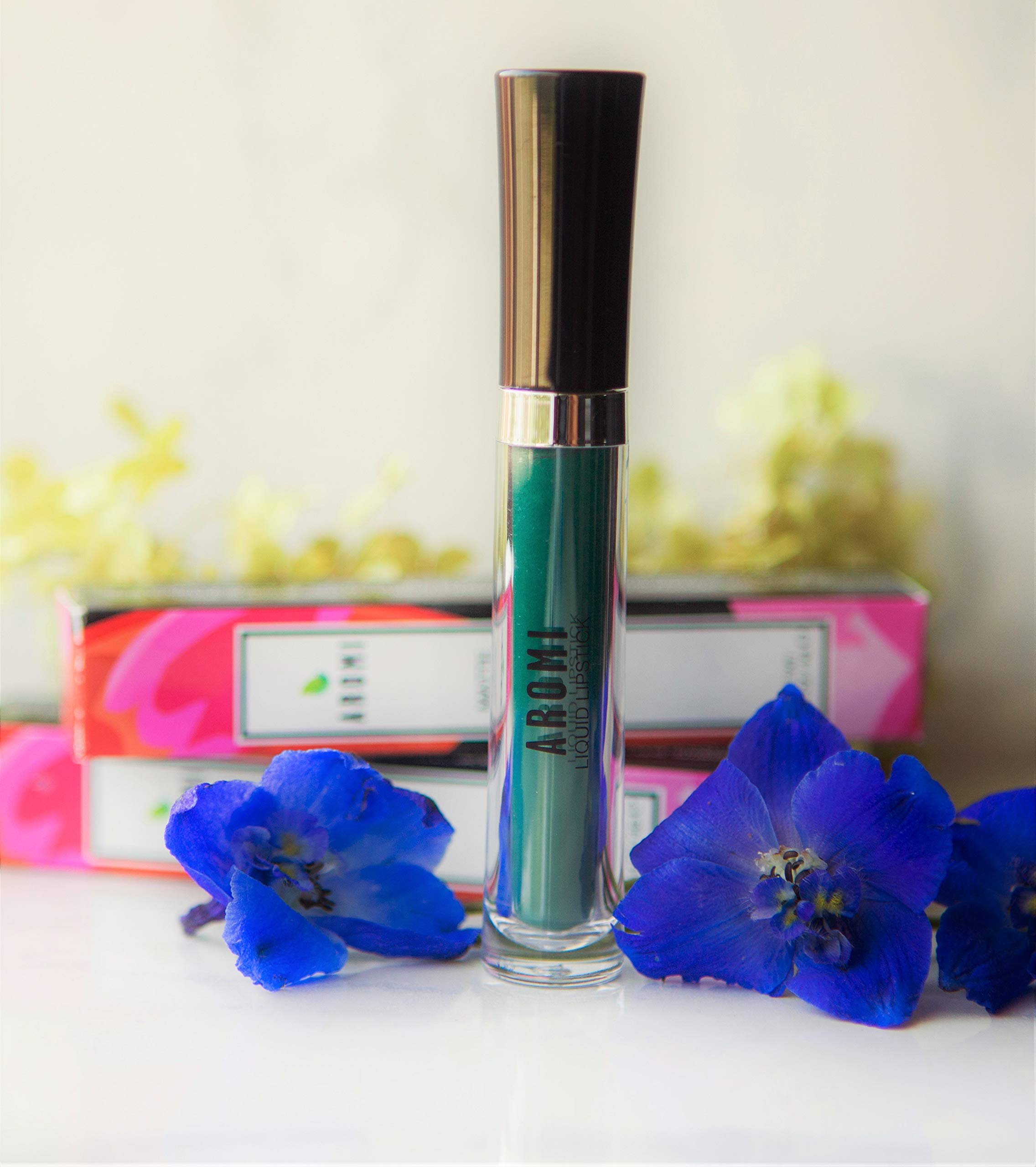 Aromi Emerald Green Liquid Lipstick | Dark Evergreen Lip Color, Matte Lipstick, Vegan, Cruelty-Free, Smudge Proof, Long-Lasting,