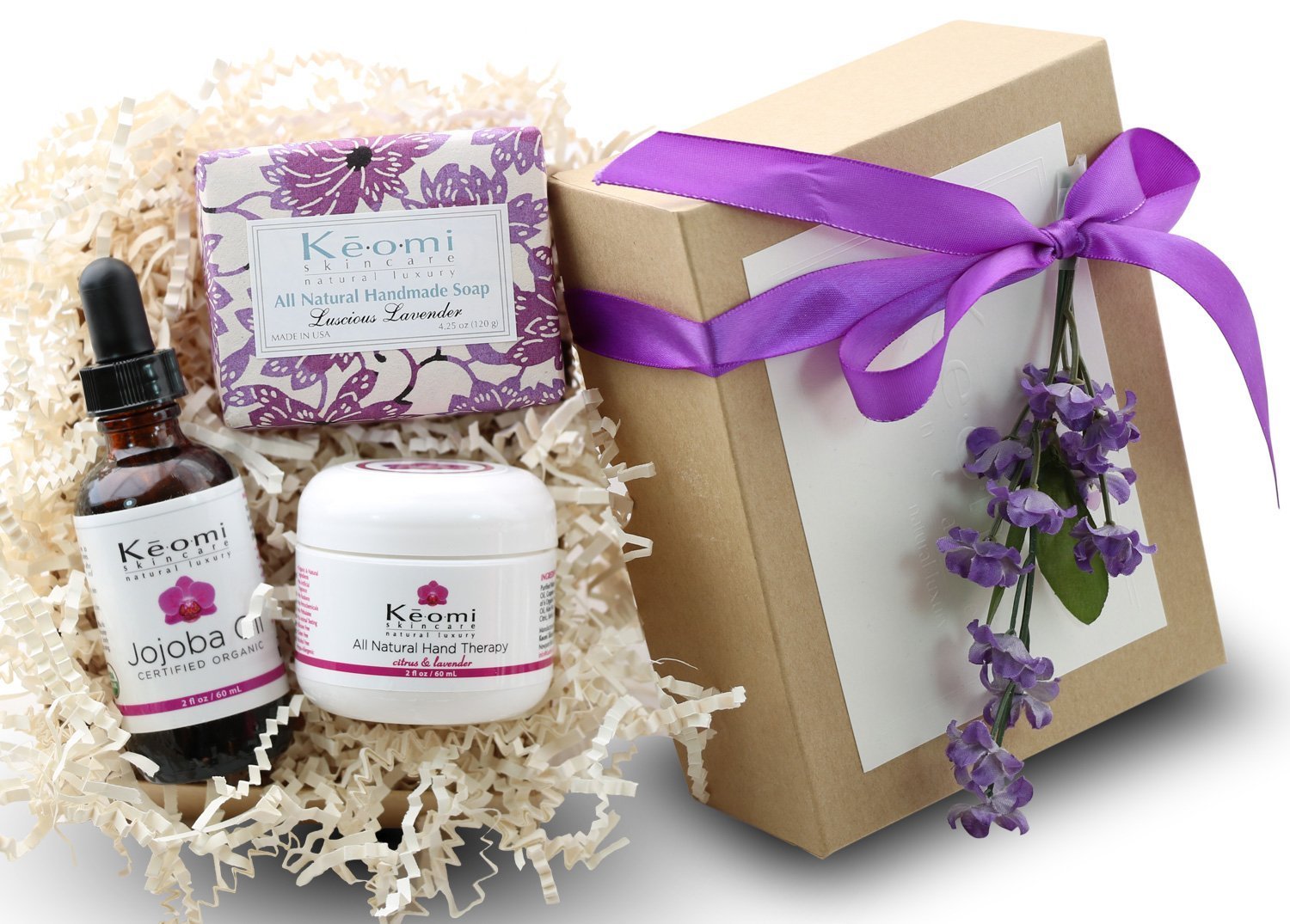 Lavender Organic Handmade Bath And Body Gift Set - By Keomi Naturals - Pamper Them With All Natural Luxury - Scented With Essent